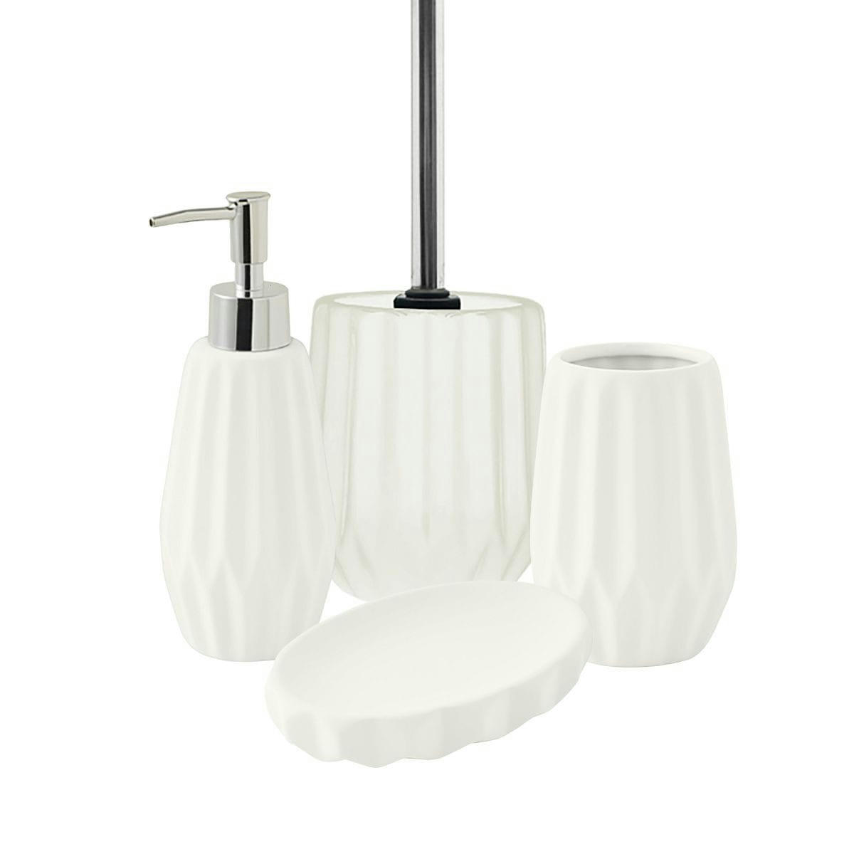 FACETTE - Set de salle de bain 4 pièces en céramique blanc