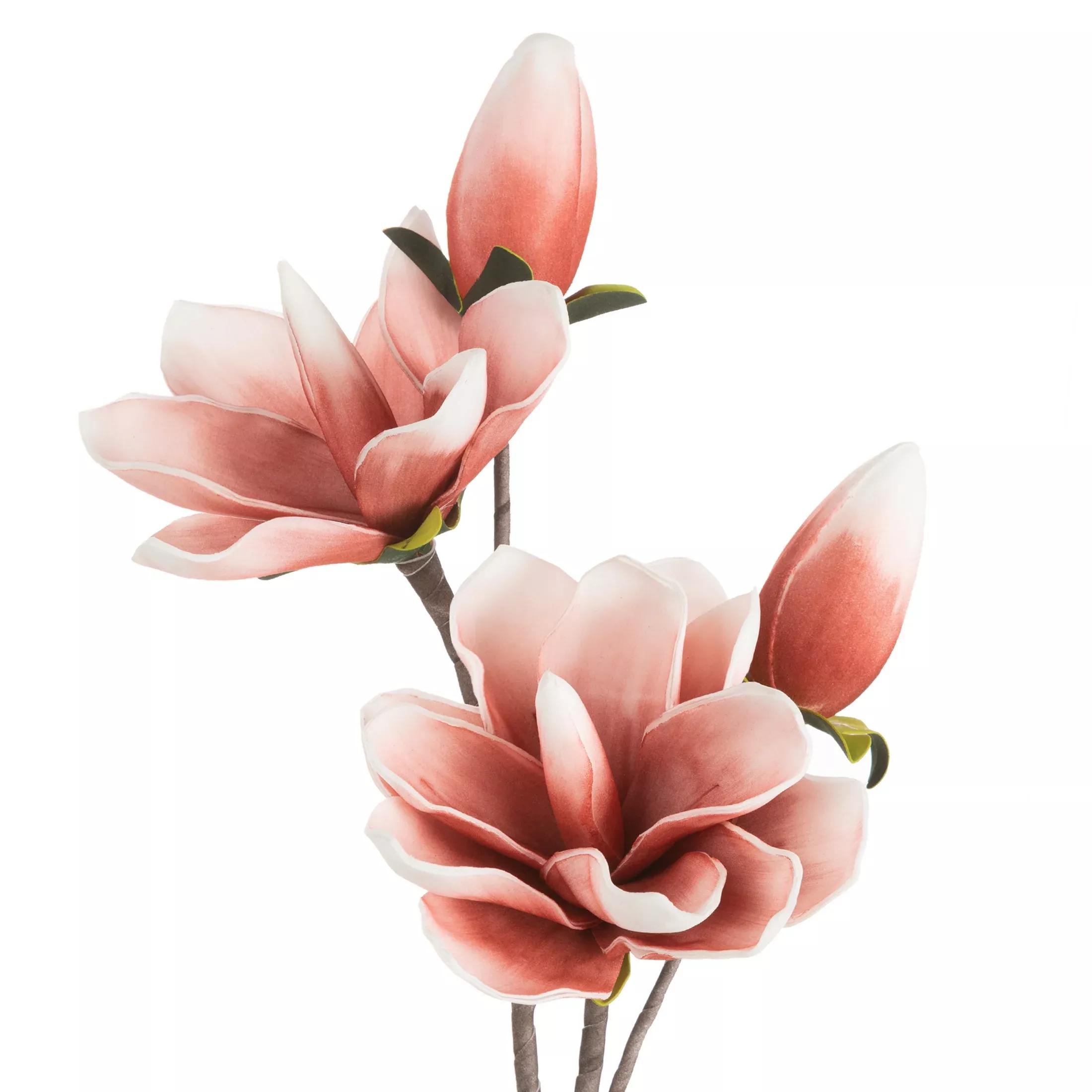 Kwiat sztuczny magnolii ciemnoróżowo, biały z plastycznej pianki foamiran 59 cm