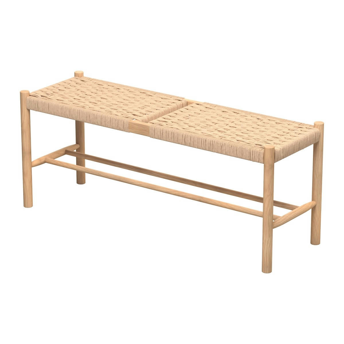 KEPLER - Banc 2 places en bois de chêne massif avec tressage