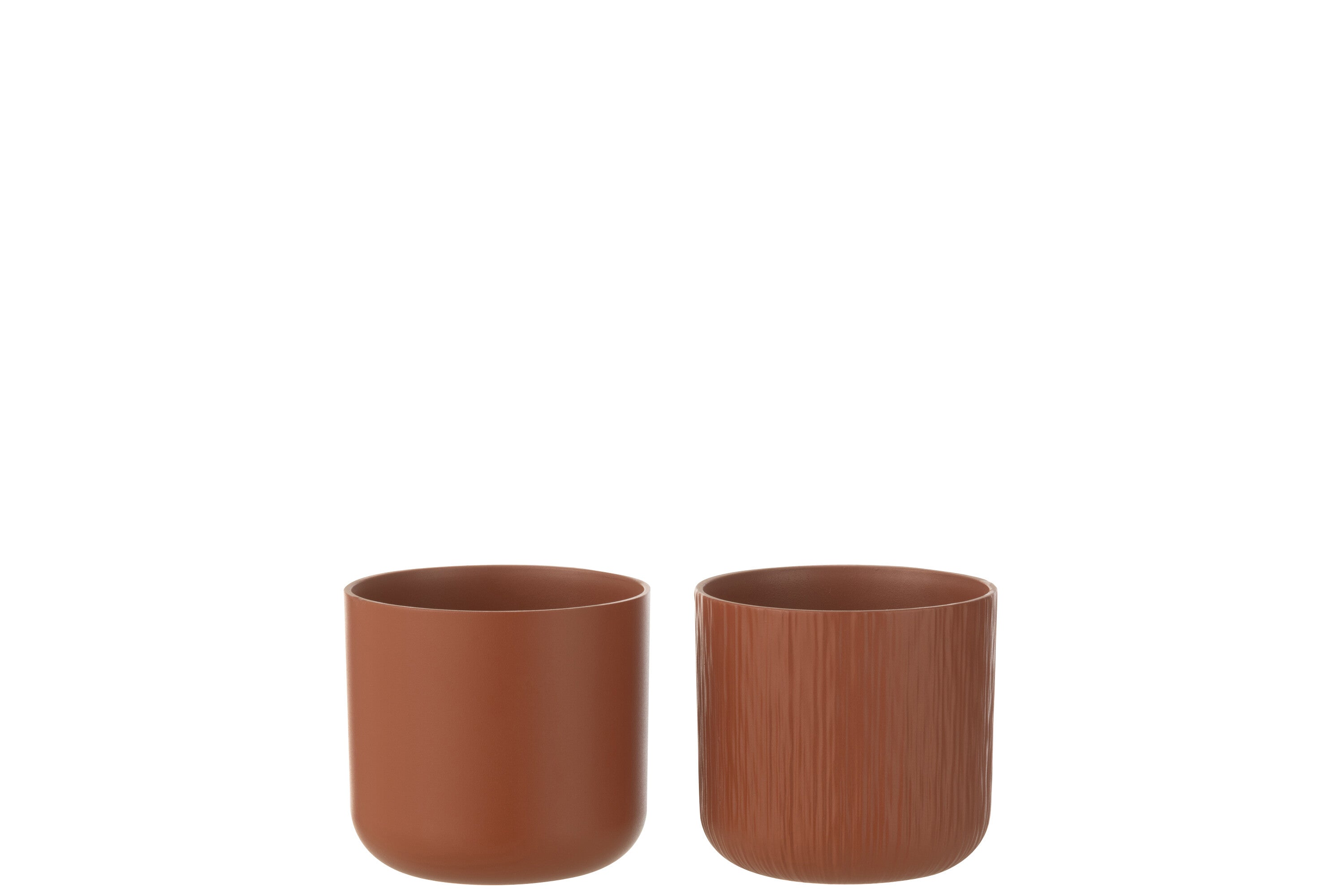 J-Line bloempot Gen - keramiek - bruin - small - 2 stuks - Ø 13.5 cm