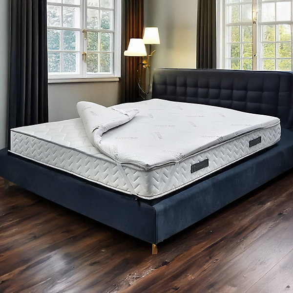 Dabreg carré et demi-surmatelas, Ensemble surmatelas avec oreiller, Surmatelas à mémoire de forme, 120x190xh5 cm