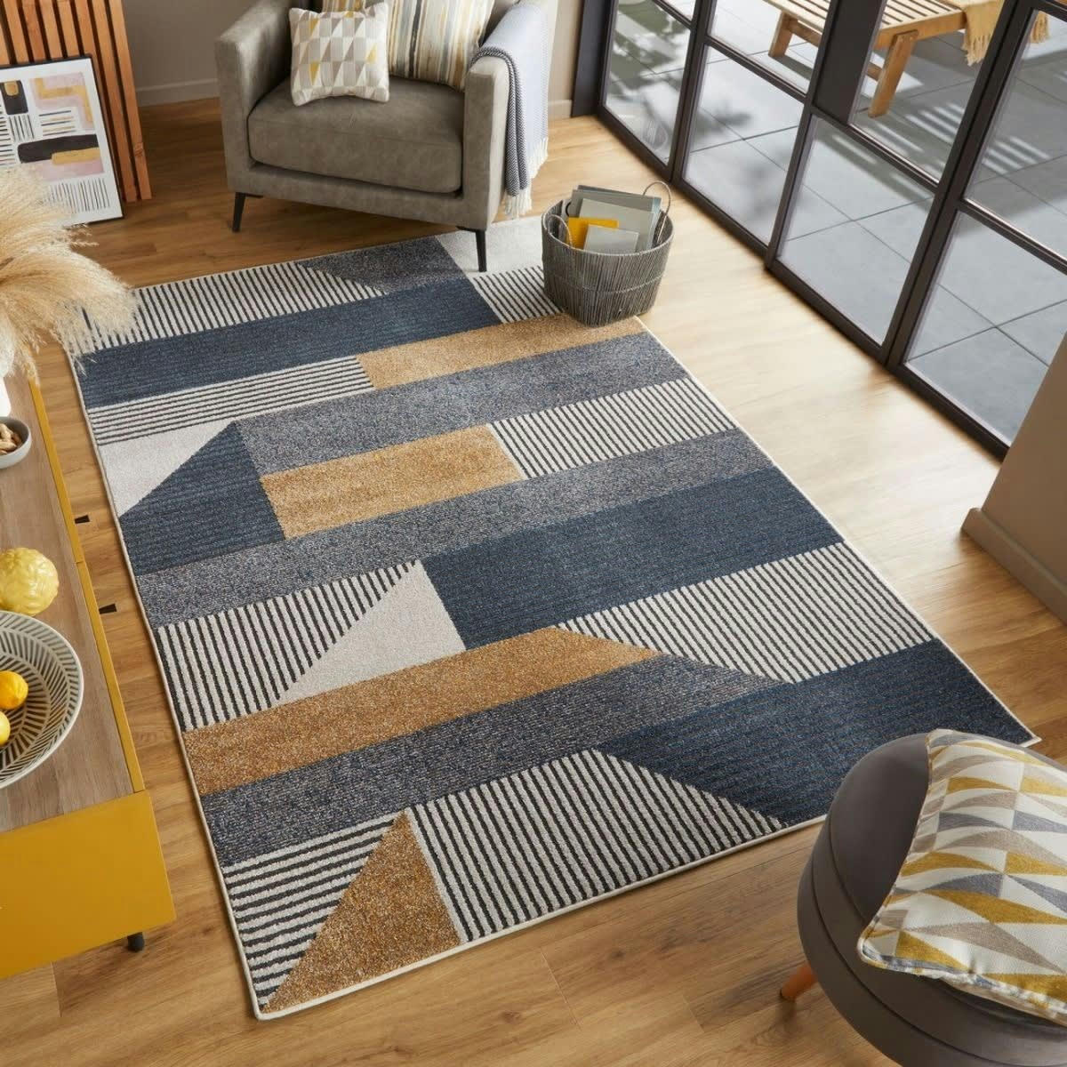 BRIXON - Tapis de salon en Polypropylène Jaune or 120x170 cm