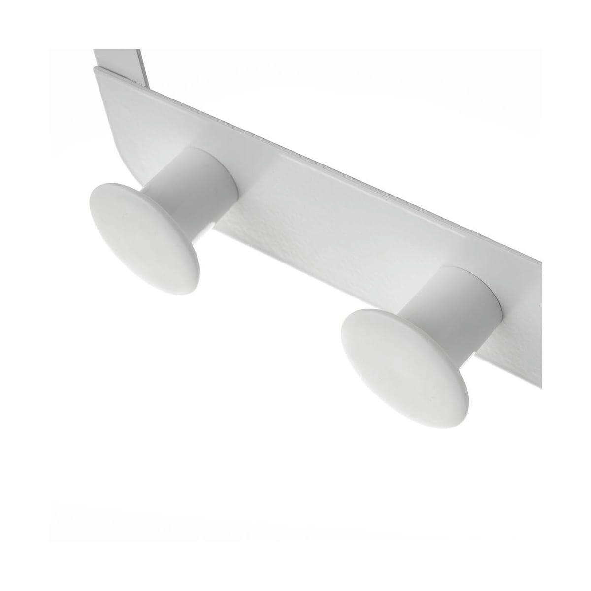 MÉTAL - Portemanteau de porte 4 crochets en métal et ABS blanc 35x8,5x20cm