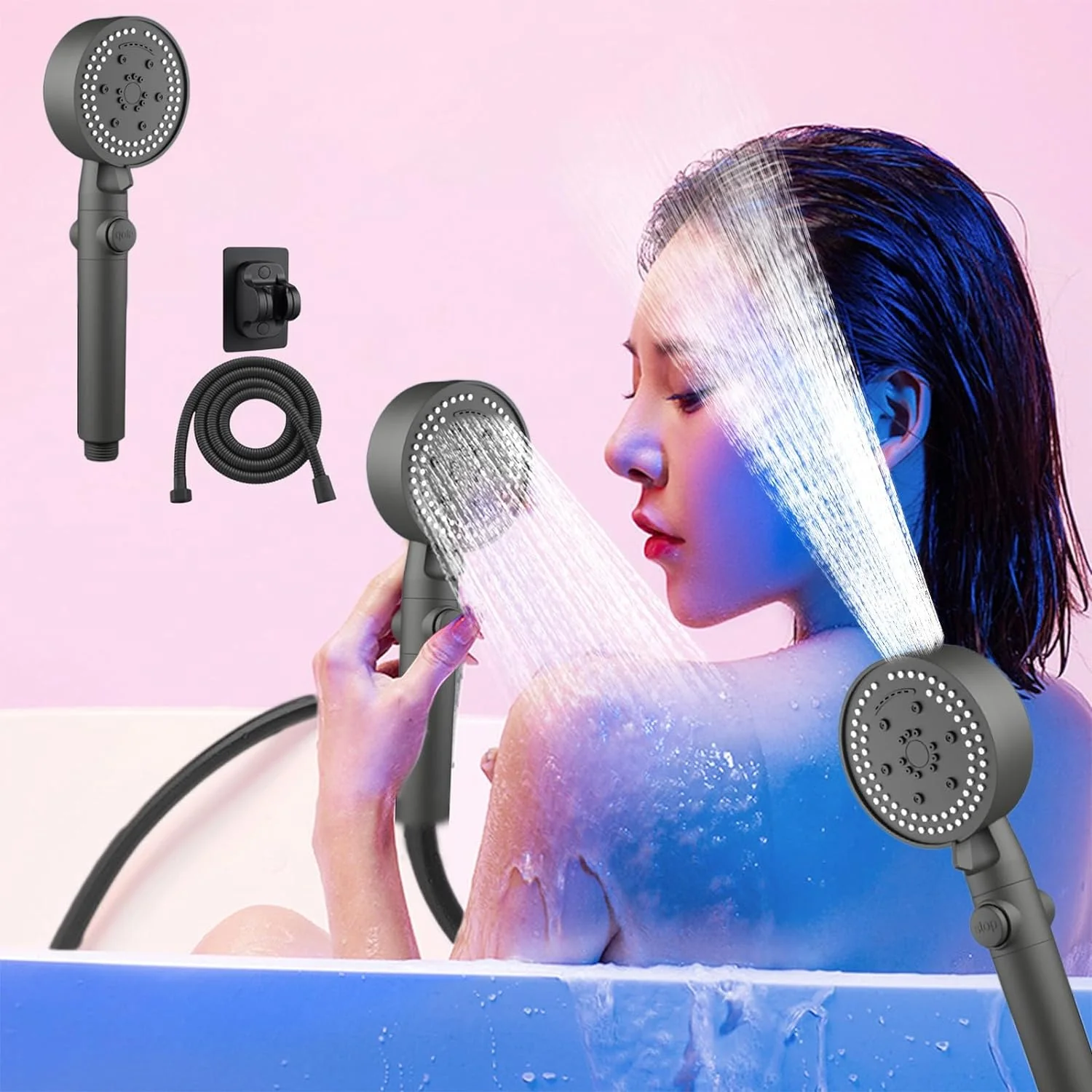 Shower Head With Handheld - High Pressure 8 Spray Modes, Body Coverage Powerful Rain Showerhead, 78in Long Hose, New Adjustable Holders For Bathroom Upgrade (Gray)(Gray)