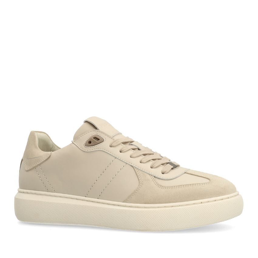 Manfield Grijze leren sneakers