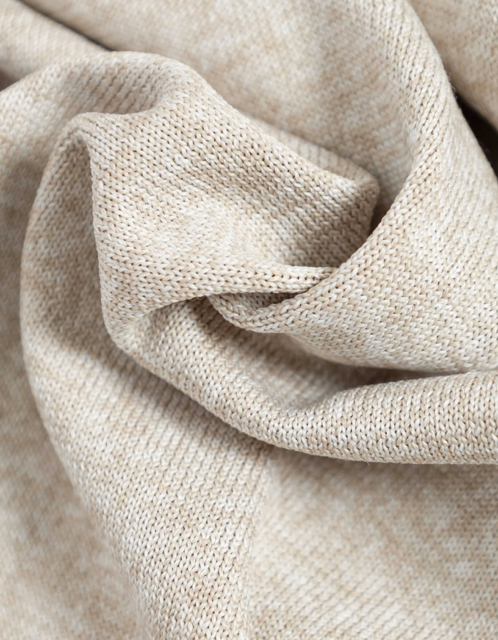 Pull tunisien beige tricot chiné Homme