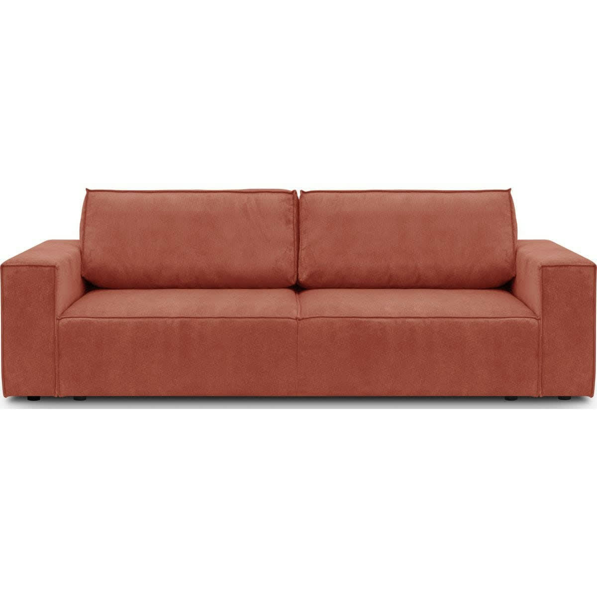 HARPER NEW - Canapé 3 places convertible + coffre en velours fines côtes terracotta