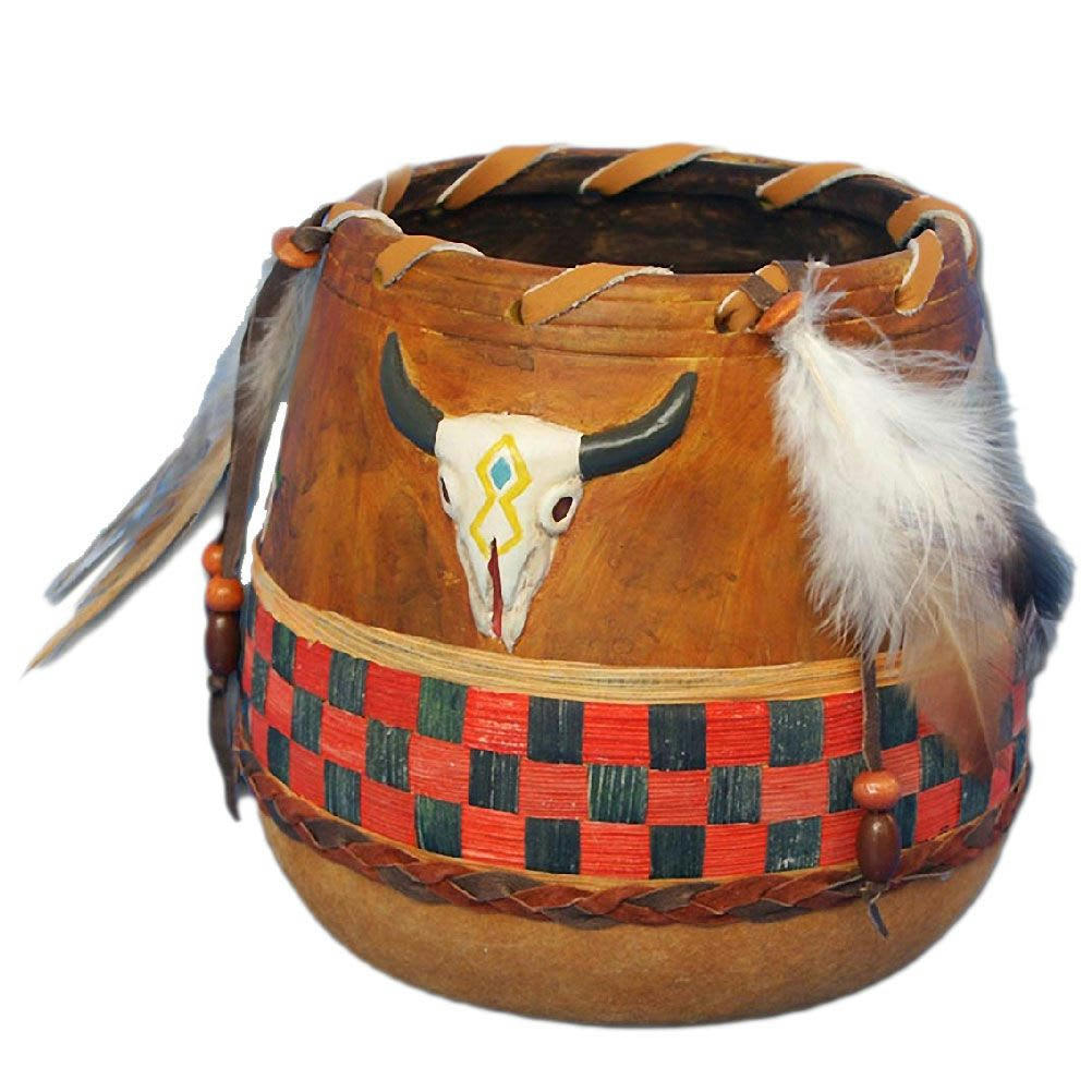 AMÉRINDIEN - Vase déco d'inspiration Amérindienne H13cm