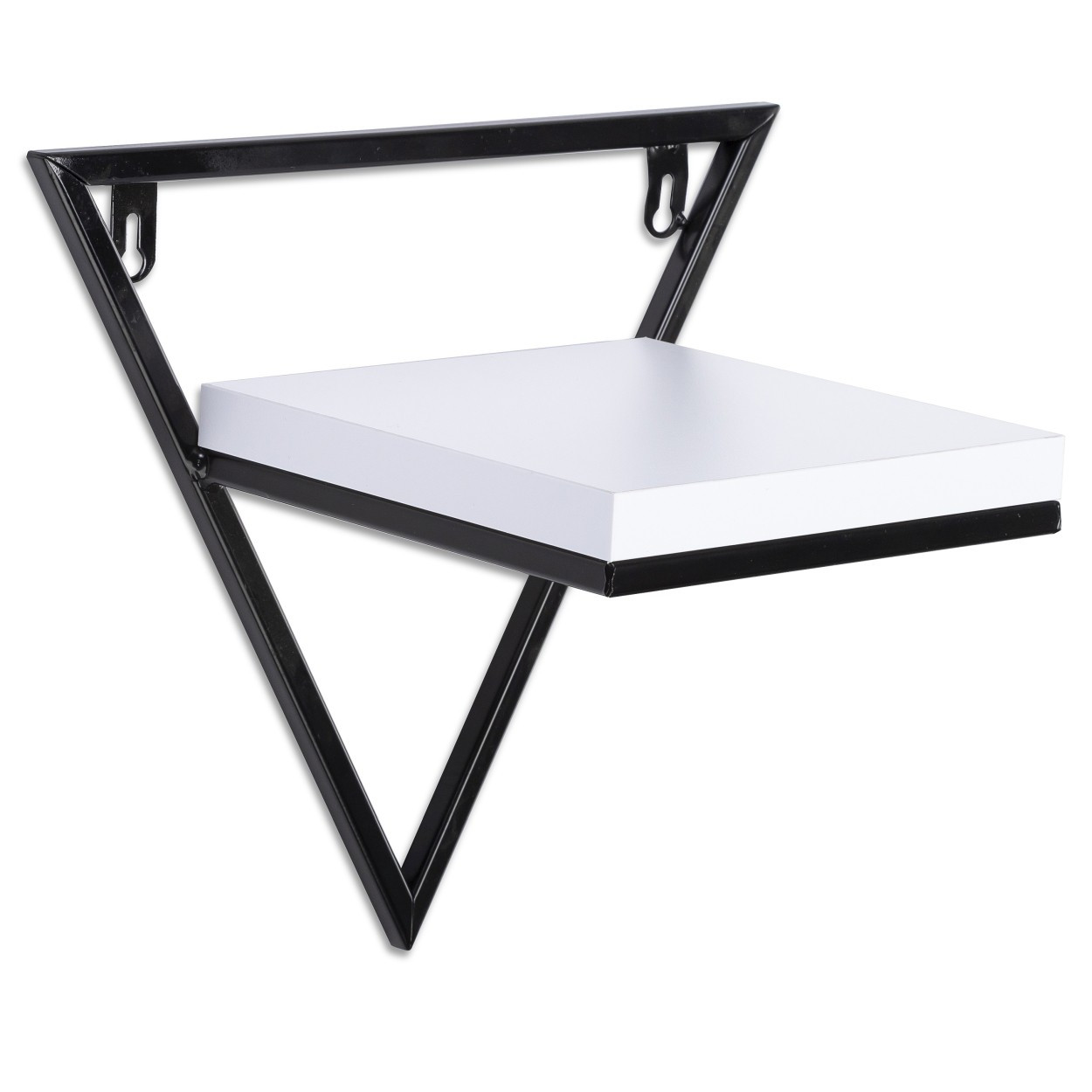 Czarna półka wisząca metalowa z blatem białym MDF LOFT