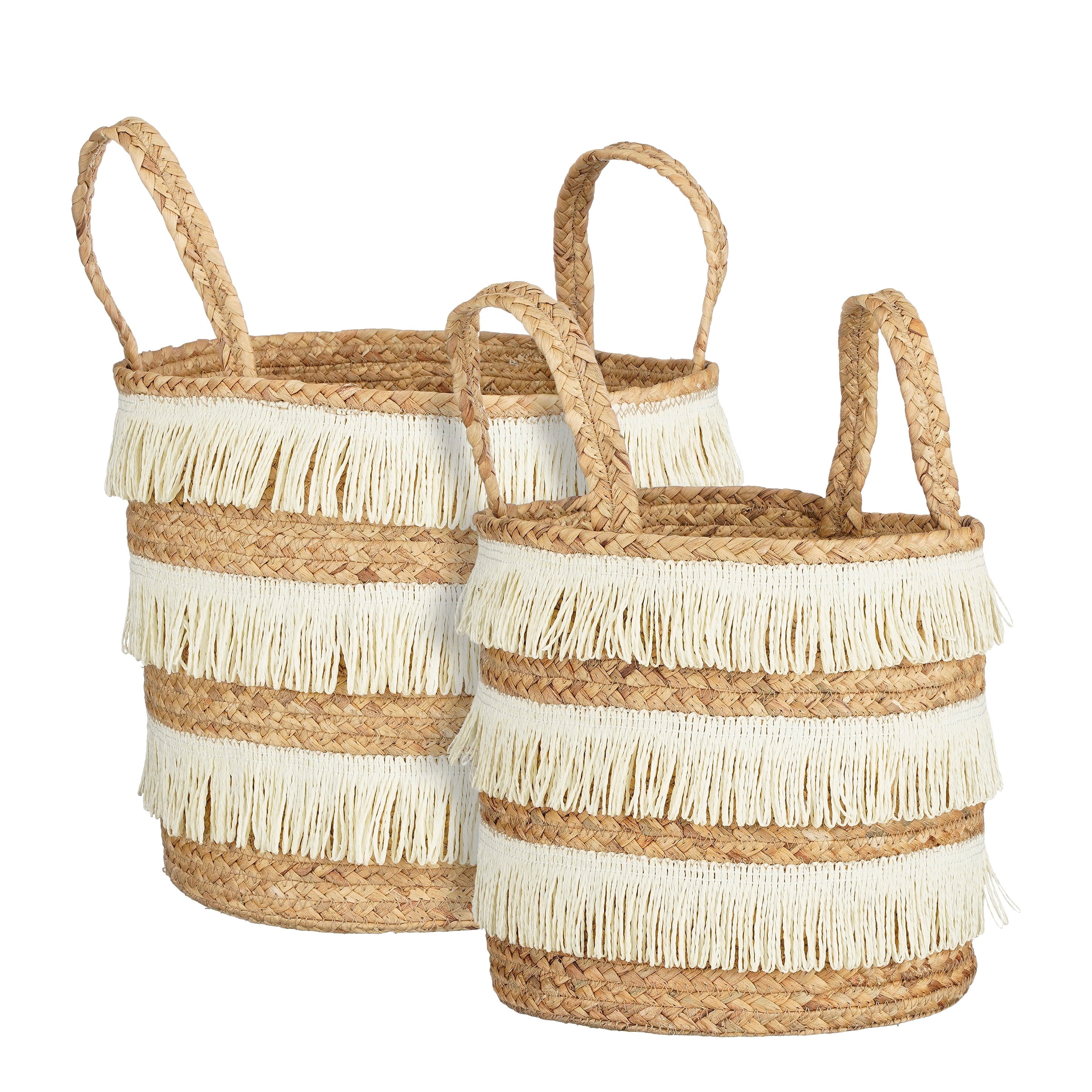 Mica Decorations Opbergmand - Set van 2 - H30 x Ø32 cm - Waterhyacint - Bruin