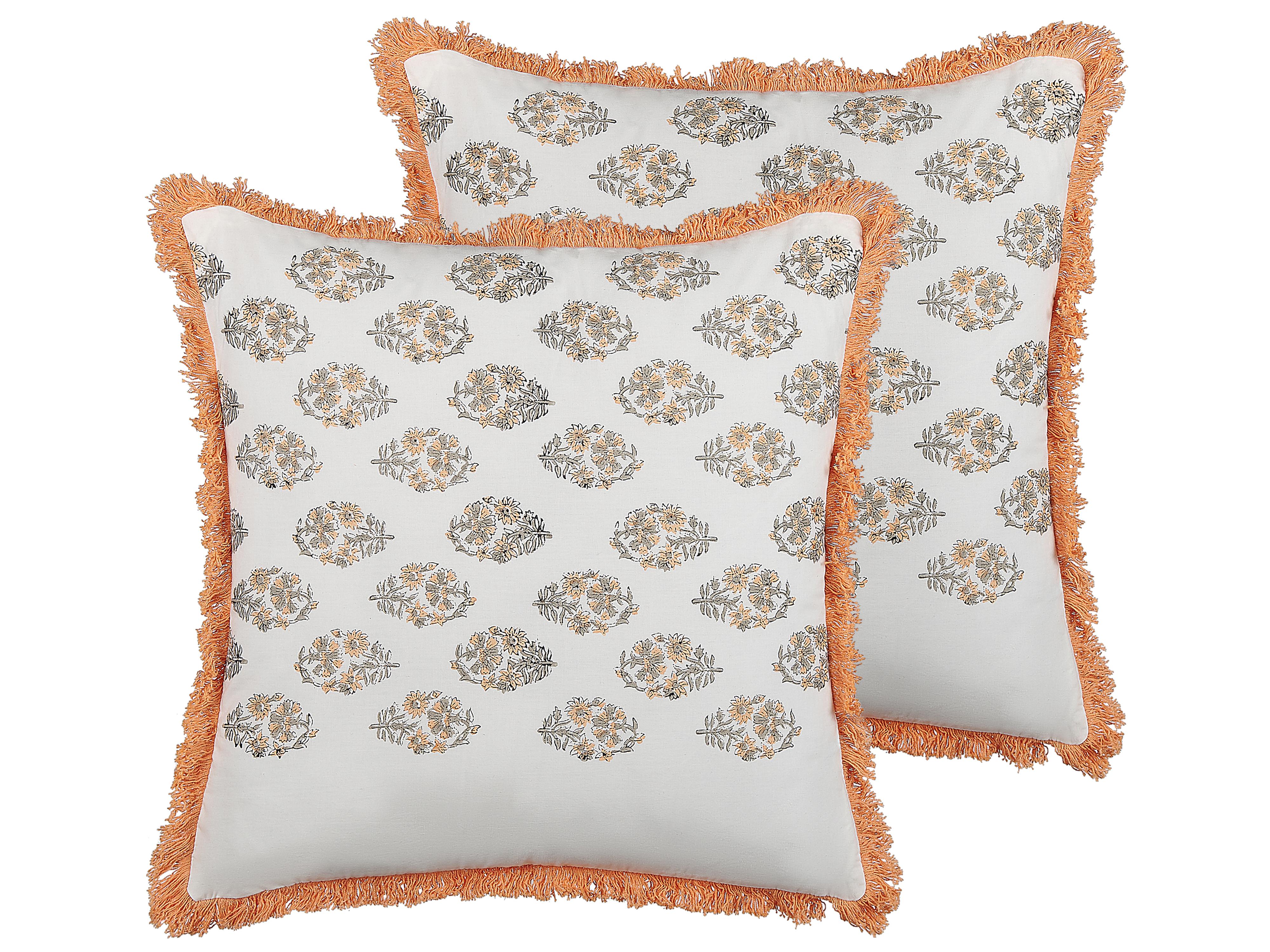 Throw Cushion SATIVUS Cotton 45 x 45 cm Orange Floral Pattern