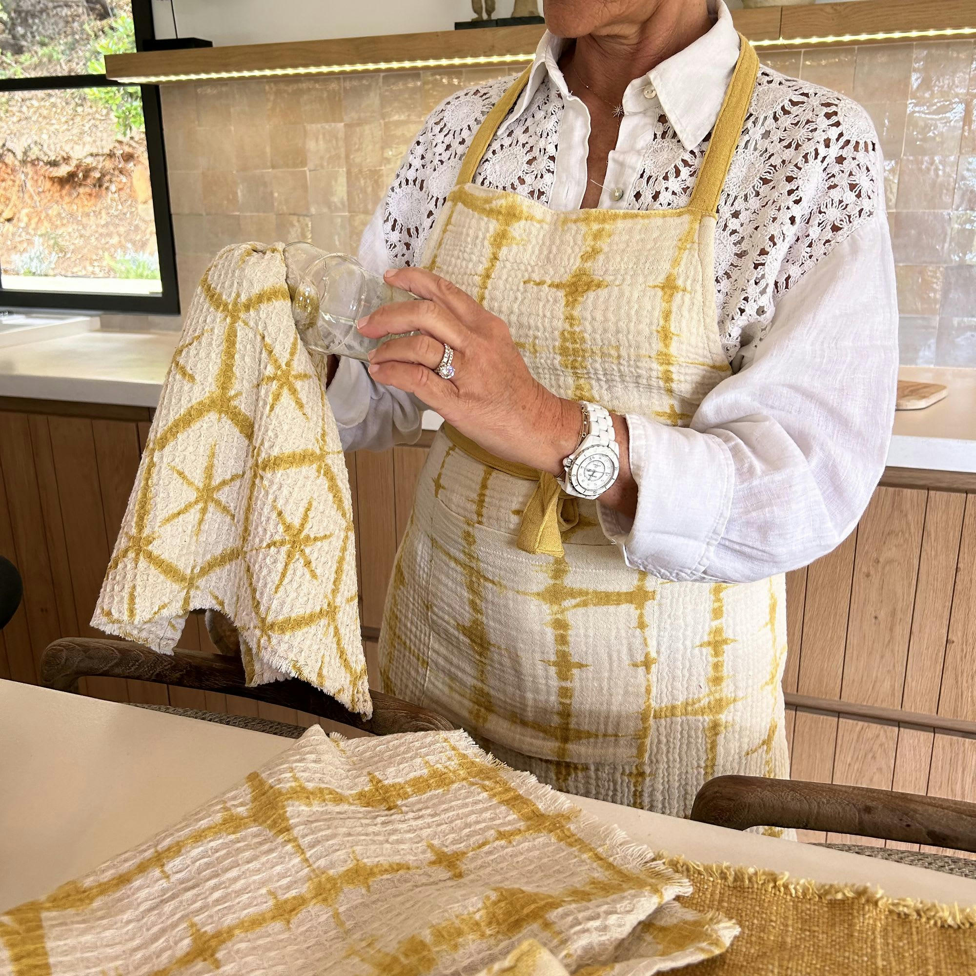 PAOLO - Set de 2 torchons décors assortis jaune