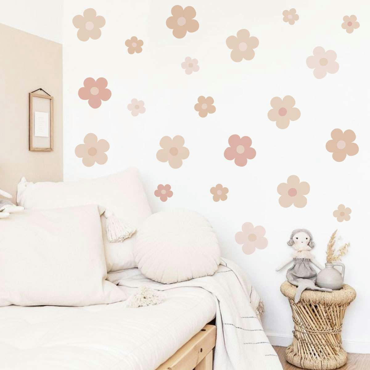 DAISY - Stickers muraux en vinyle marguerites rose