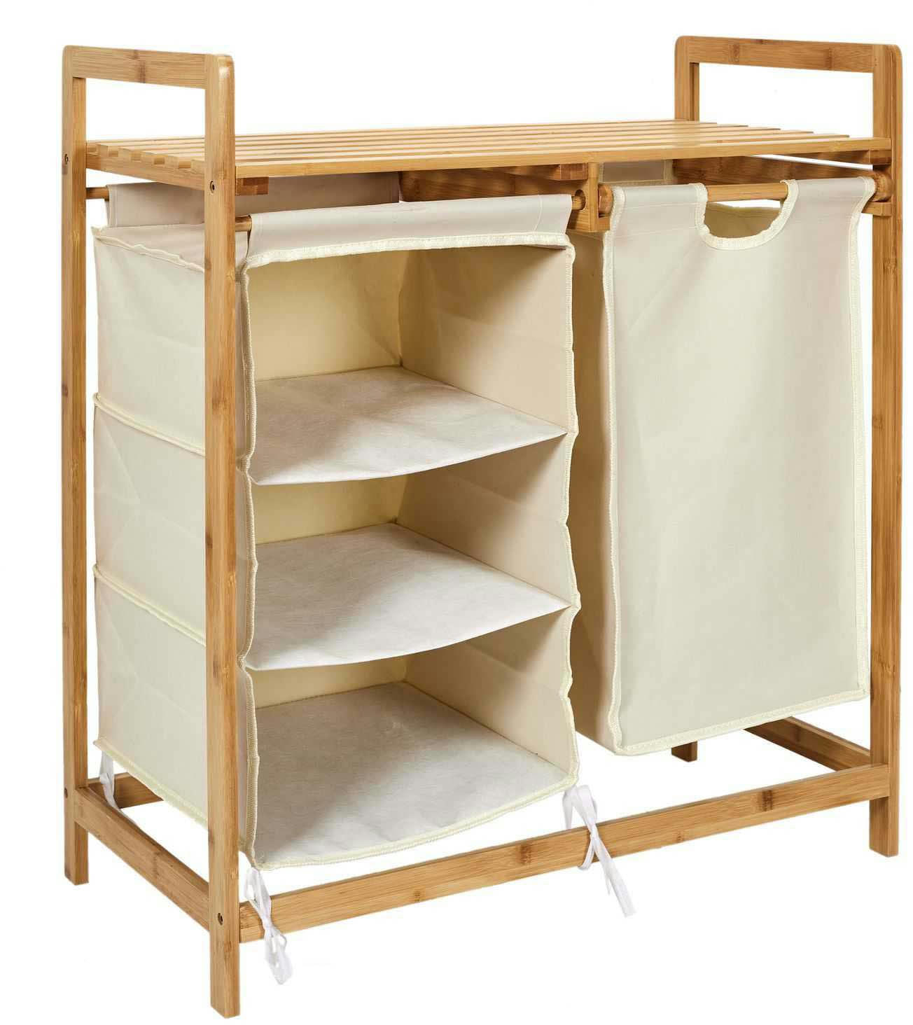 - Rangement 3 étagères et un panier support en bambou