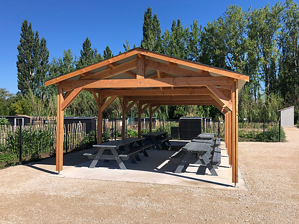 Carport SUR MESURE2 pentes 300cm x 10 poteaux, bois DOUGLAS Français(Charpente en bois-auvent-abri voiture). Garantie 10 ans