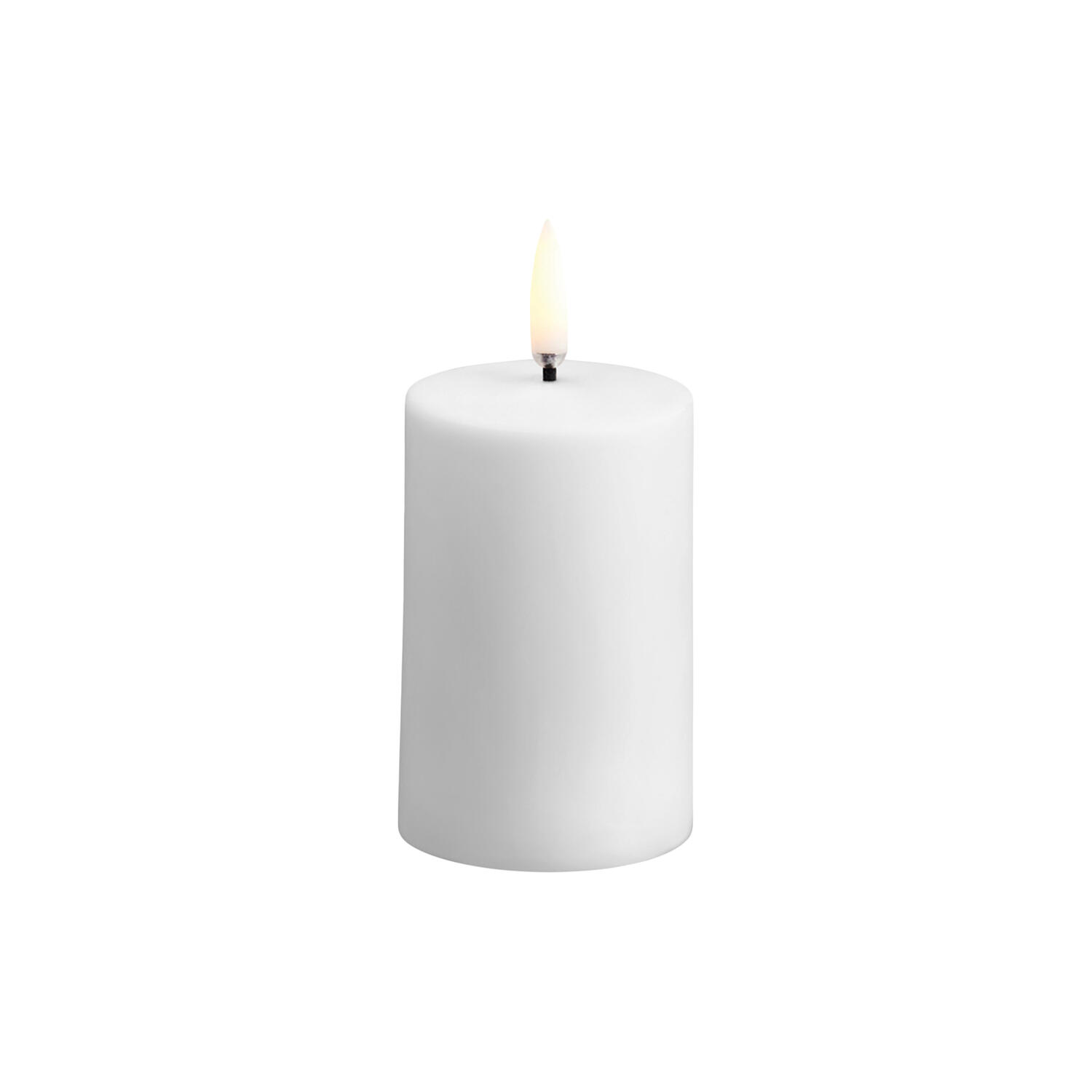 Outdoor LED pillar candle 7,8 cm, white