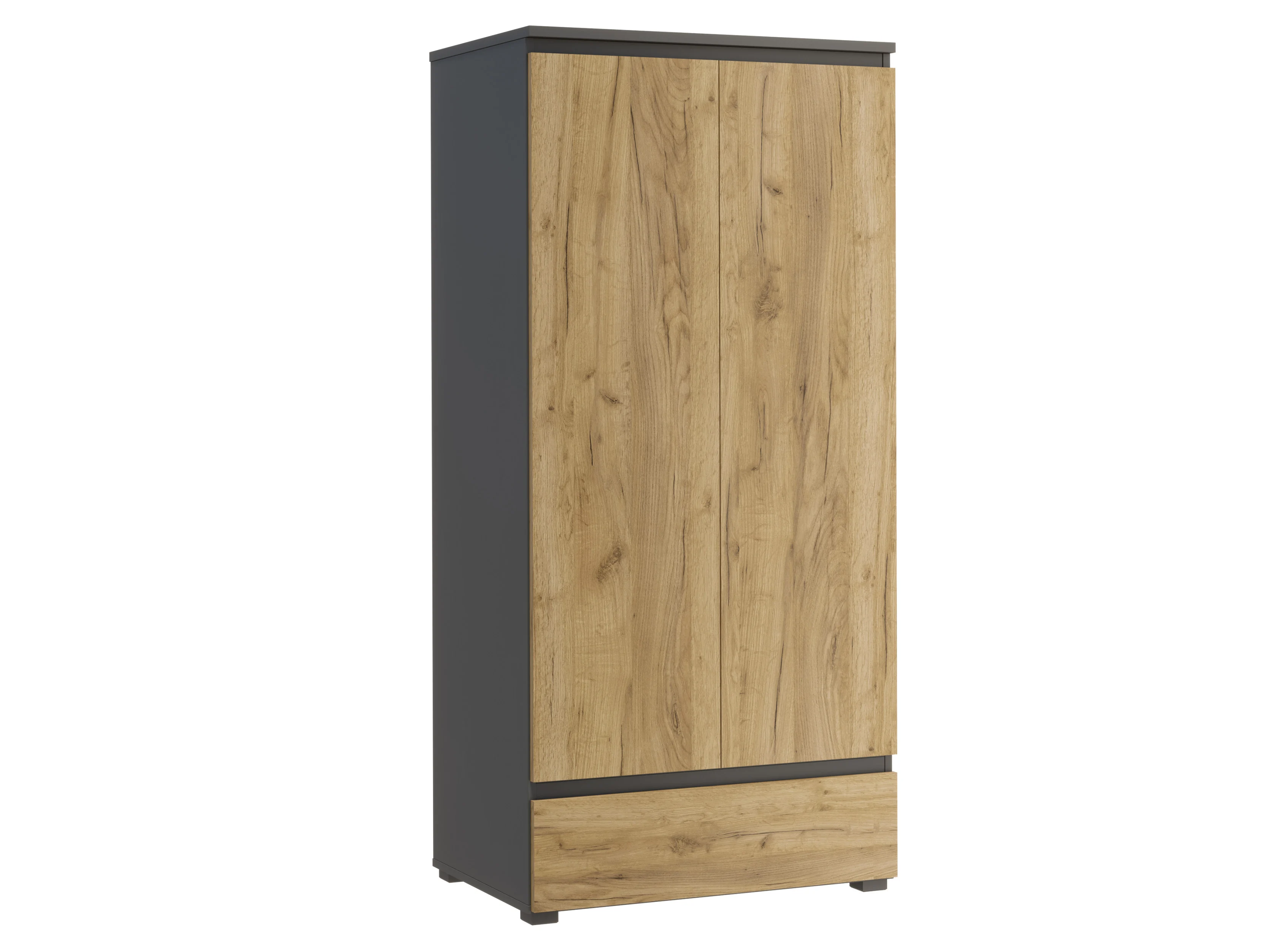Szafa ubraniowa NEO 05 antracyt / dąb craft z półką, drążkiem i szufladą