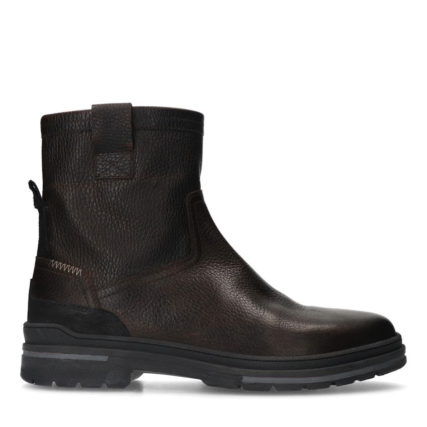 Manfield Donkerbruine leren boots
