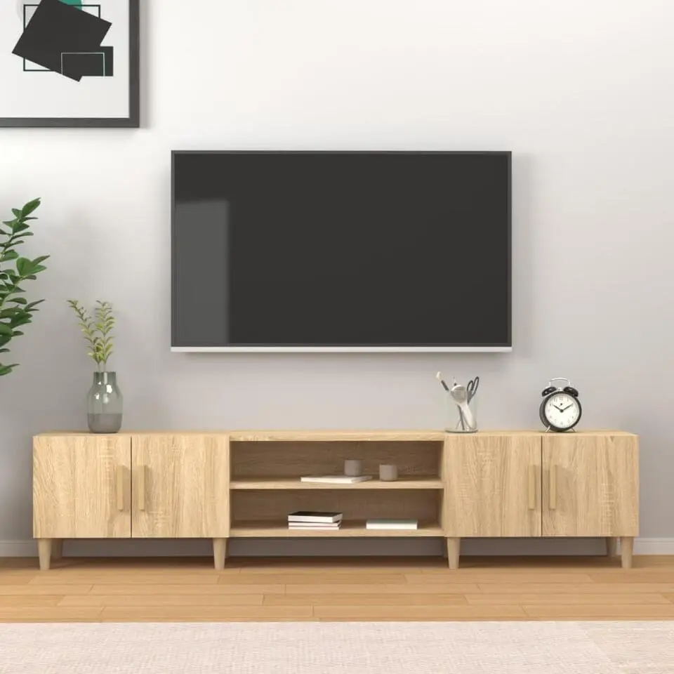 vidaXL - TV-meubel met deuren - Sonoma eiken - Hout -180x31.5x40 cm