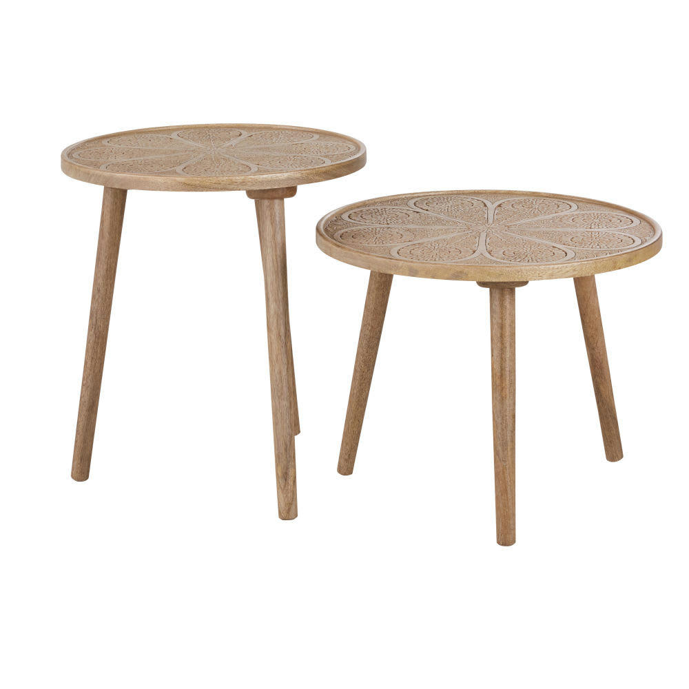 JANU - Bouts de canapé en bois de manguier blanc et marron (x2)