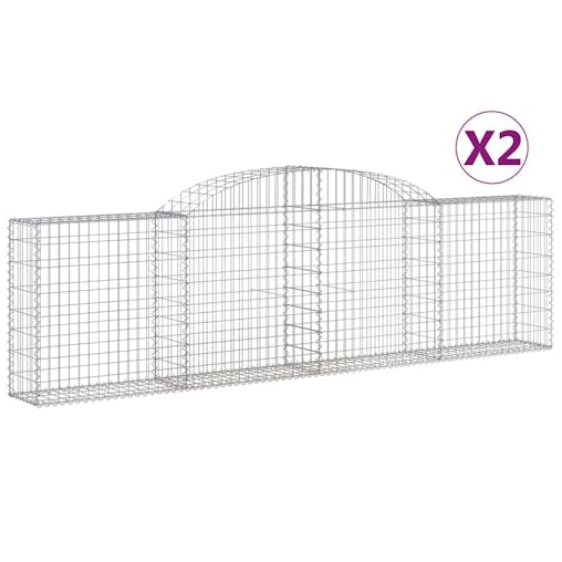 NNEVL Arched Gabion Baskets 2 pcs 300x30x80/100 cm Galvanised Iron