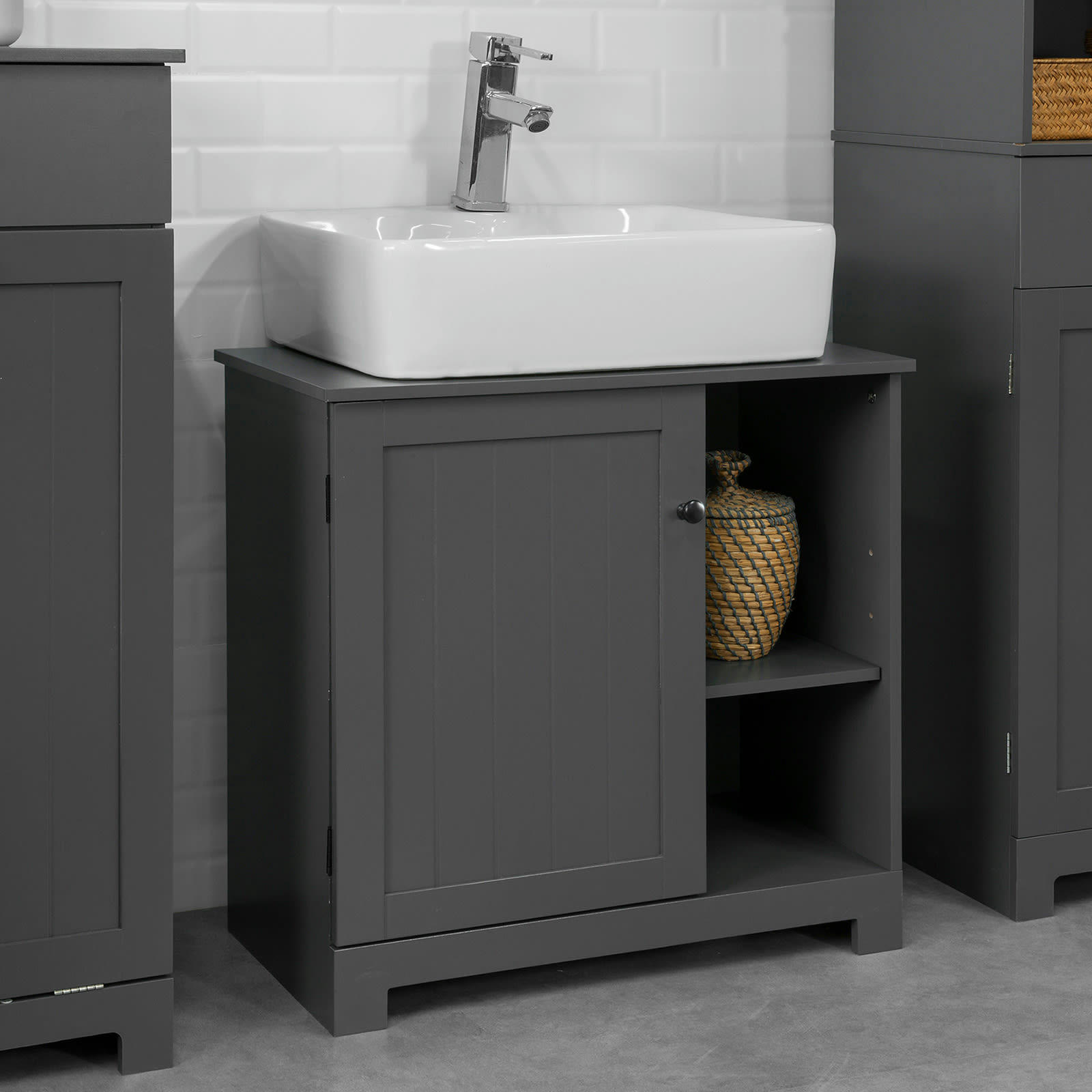 - Meuble sous vasque effet bois gris