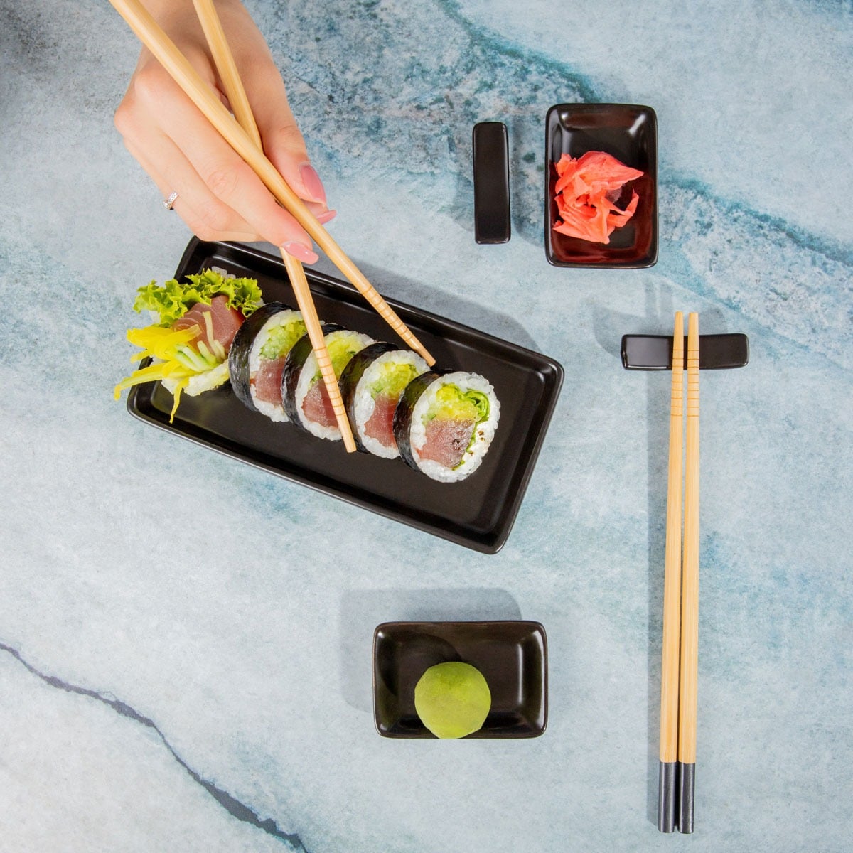 Zestaw SUSHI do sushi czarny 7 el.