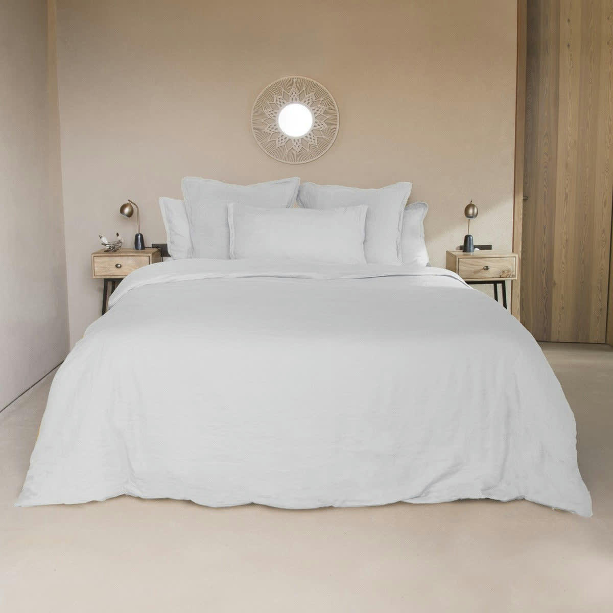 HORTENSE - Drap housse lin lavé  160x200x30 blanc