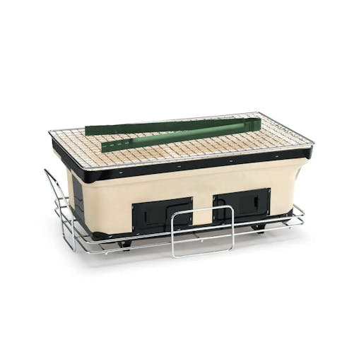 Portable Hibachi Tabletop Grill Dual Charcoal BBQ Chambers