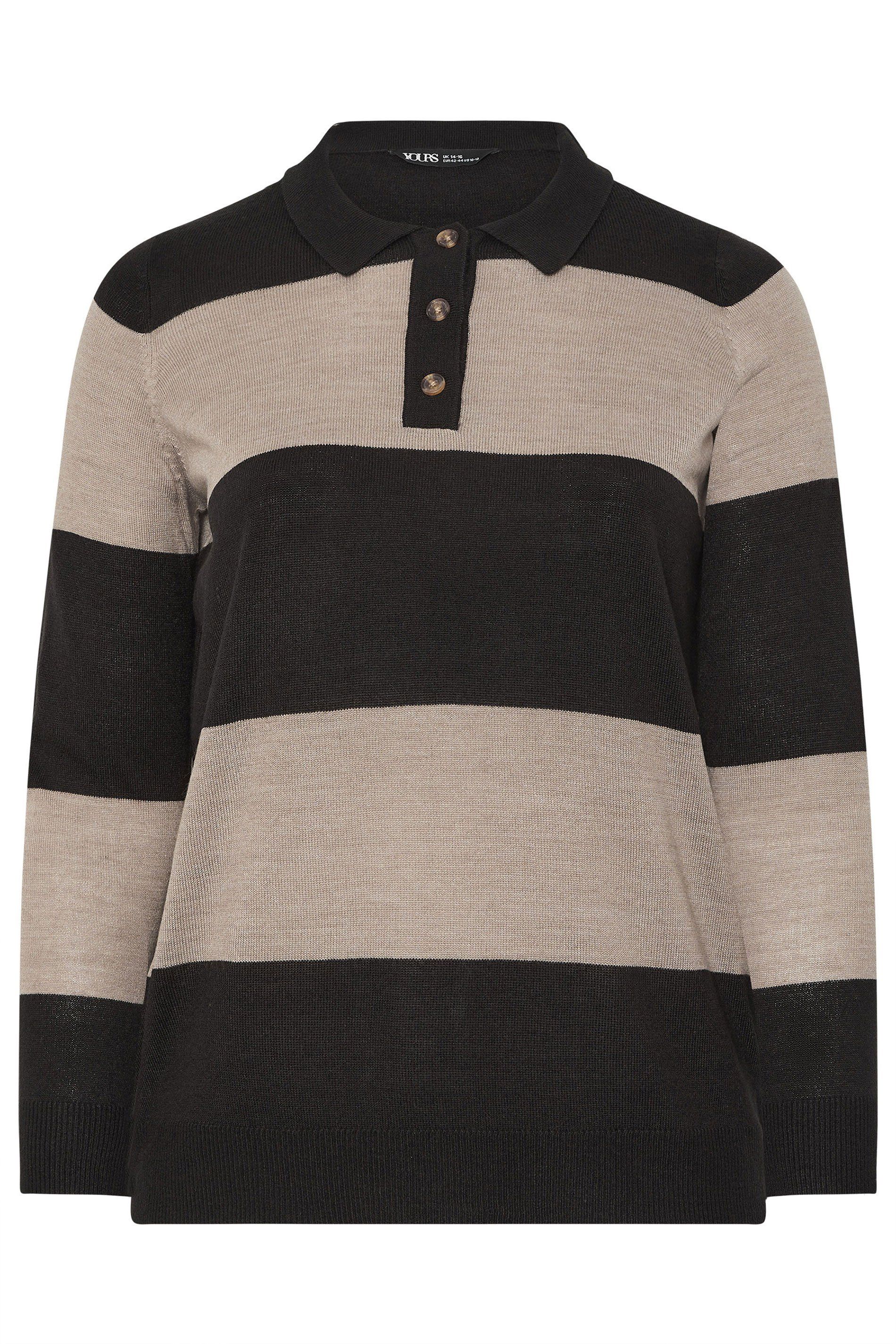 Yours Stripe Rugby Collar Jumper