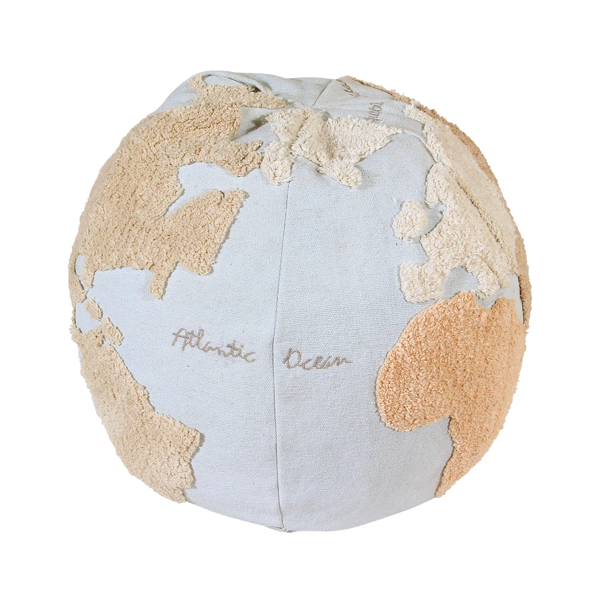 Lorena Canals - World Map Pouf, Ø 50 cm, hellblau / beige
