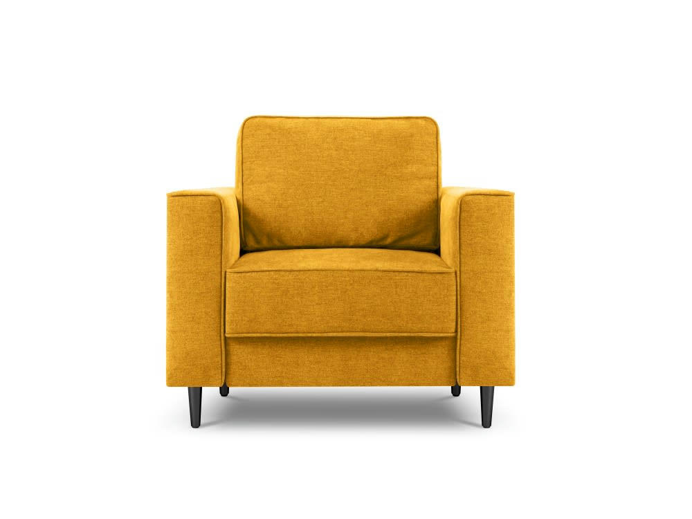 DUNAS - Fauteuil en tissu structuré jaune