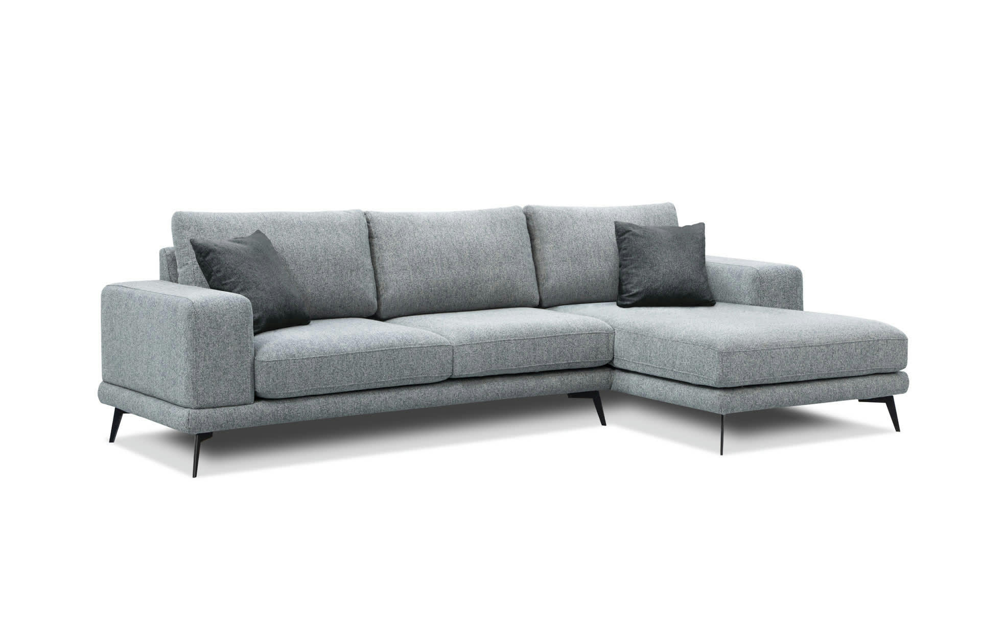 MEDIOLANE - Canapé d'angle droit 4 places tissu gris clair