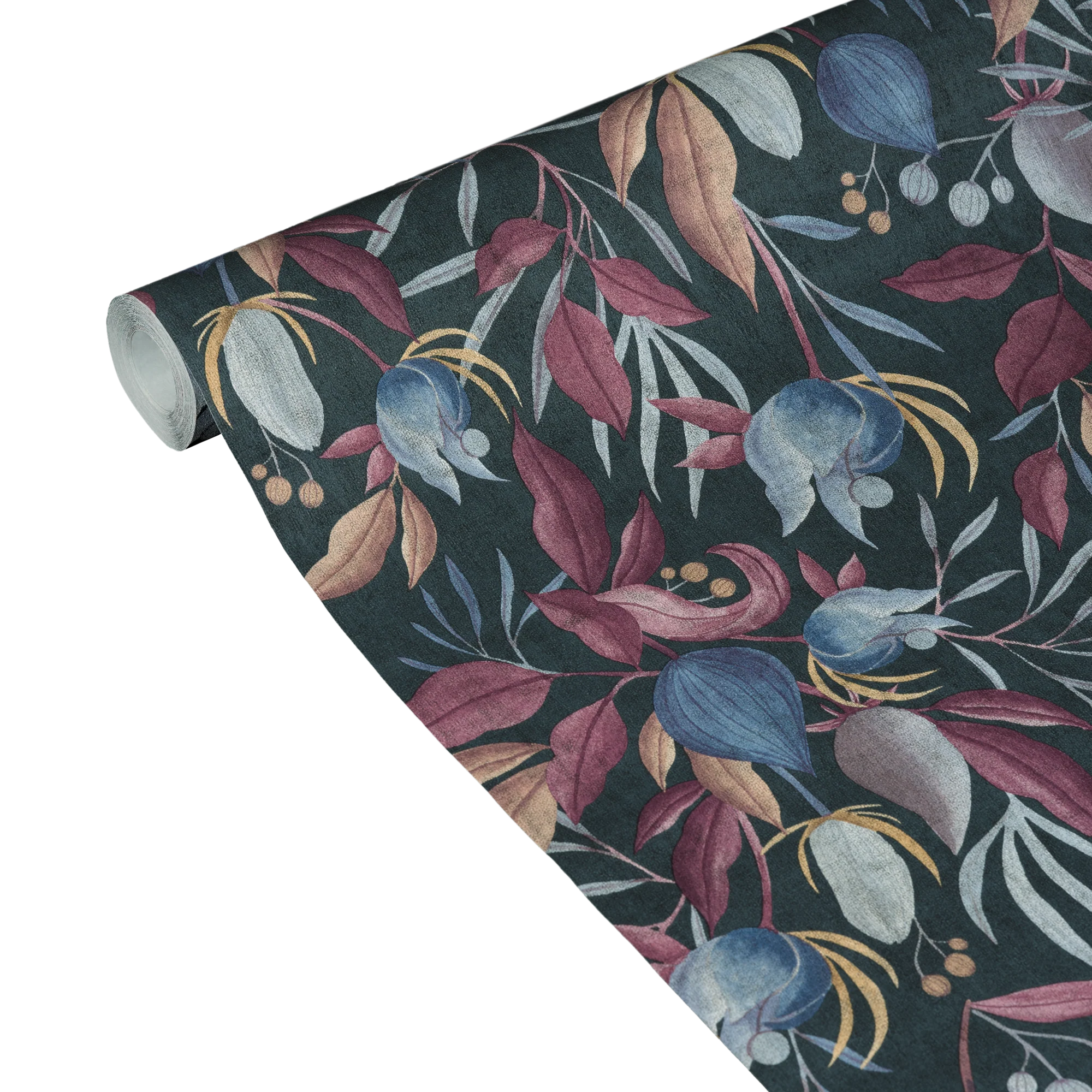 CosmoLiving Papier peint intissé STILL BLOOM noir bleuté et prune