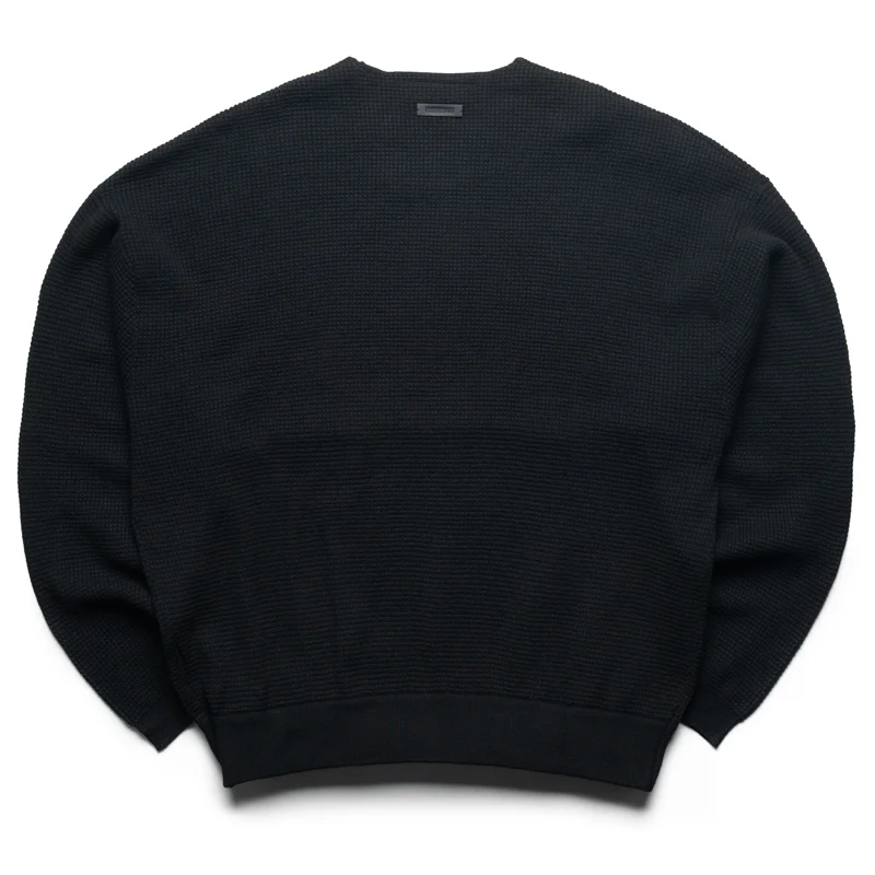 Fear Of God Essentials Waffle Crewneck 90's Sweater - Vintage Black