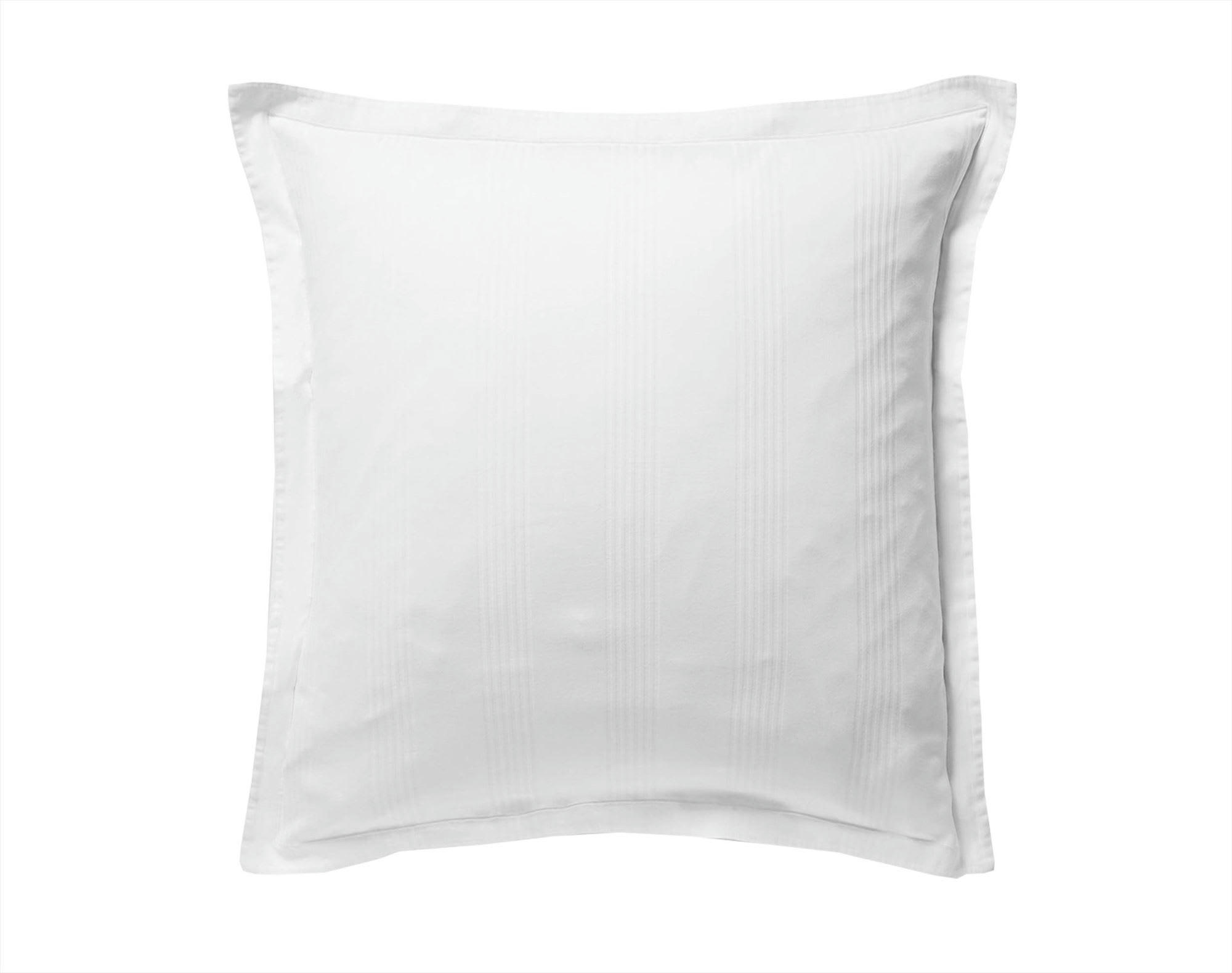 SATIN RAYE/UNI - Taie volant 63x63 blanc en coton