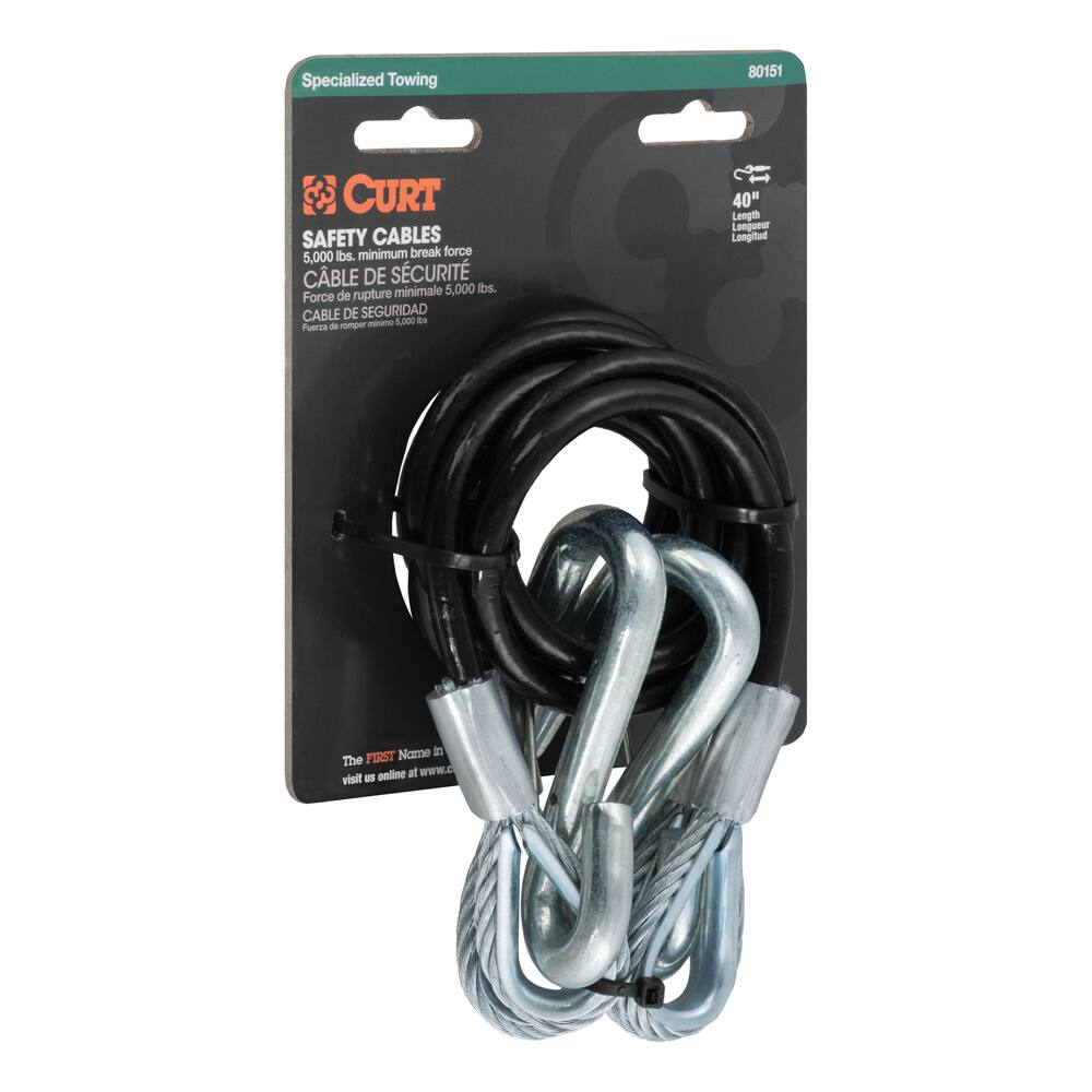 CURT 44-1/2-in Safety Cables with 2 Snap Hooks (5,000-lb, 2-pk)