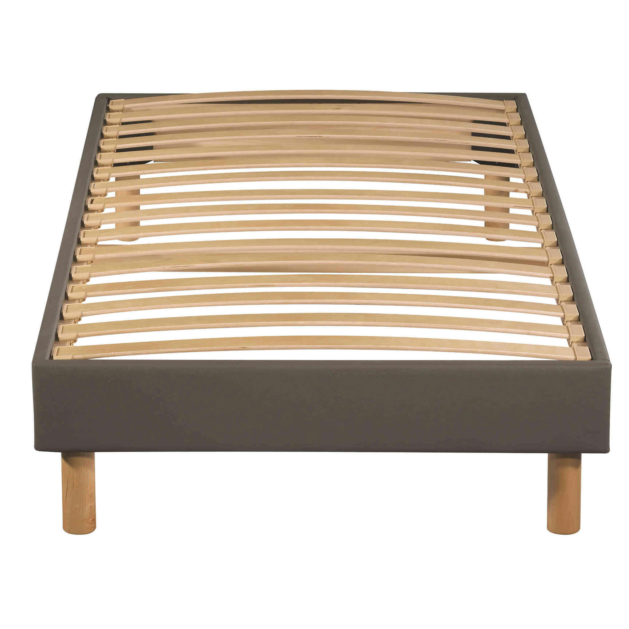SELFKIT - Sommier déco en kit à lattes enduit taupe 90x190