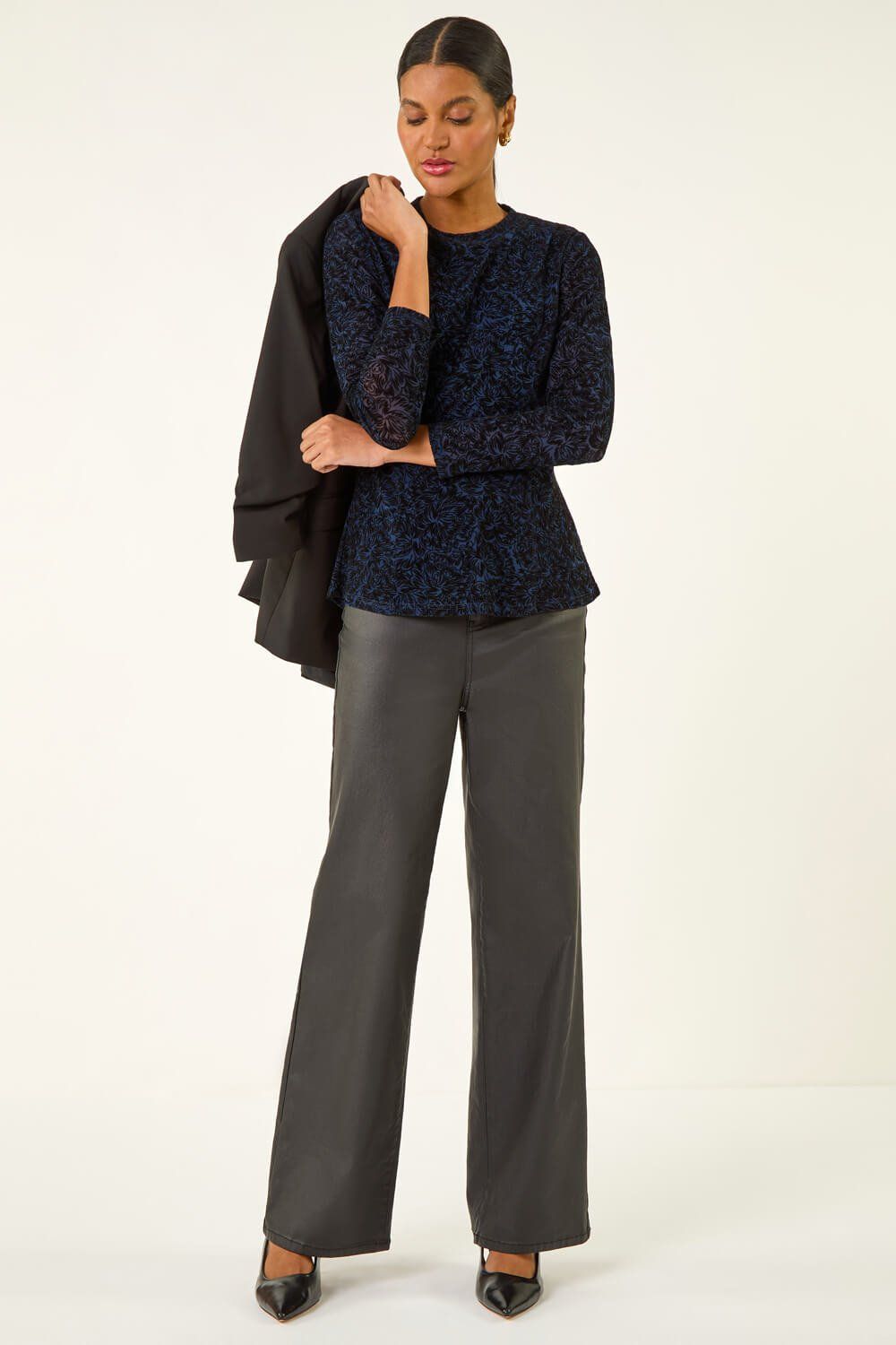 Roman Flock Mesh Textured Top