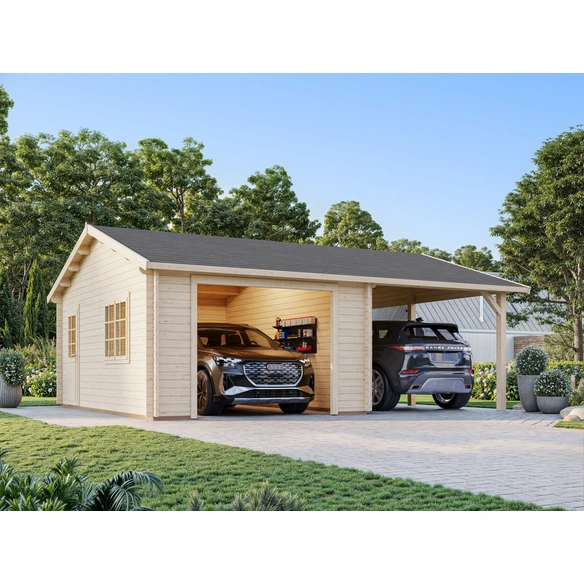 Garage »Roger«, Aufstellmaße BxTxH: 706 x 619 x 316 cm, Blockbohlensystem, Holz
