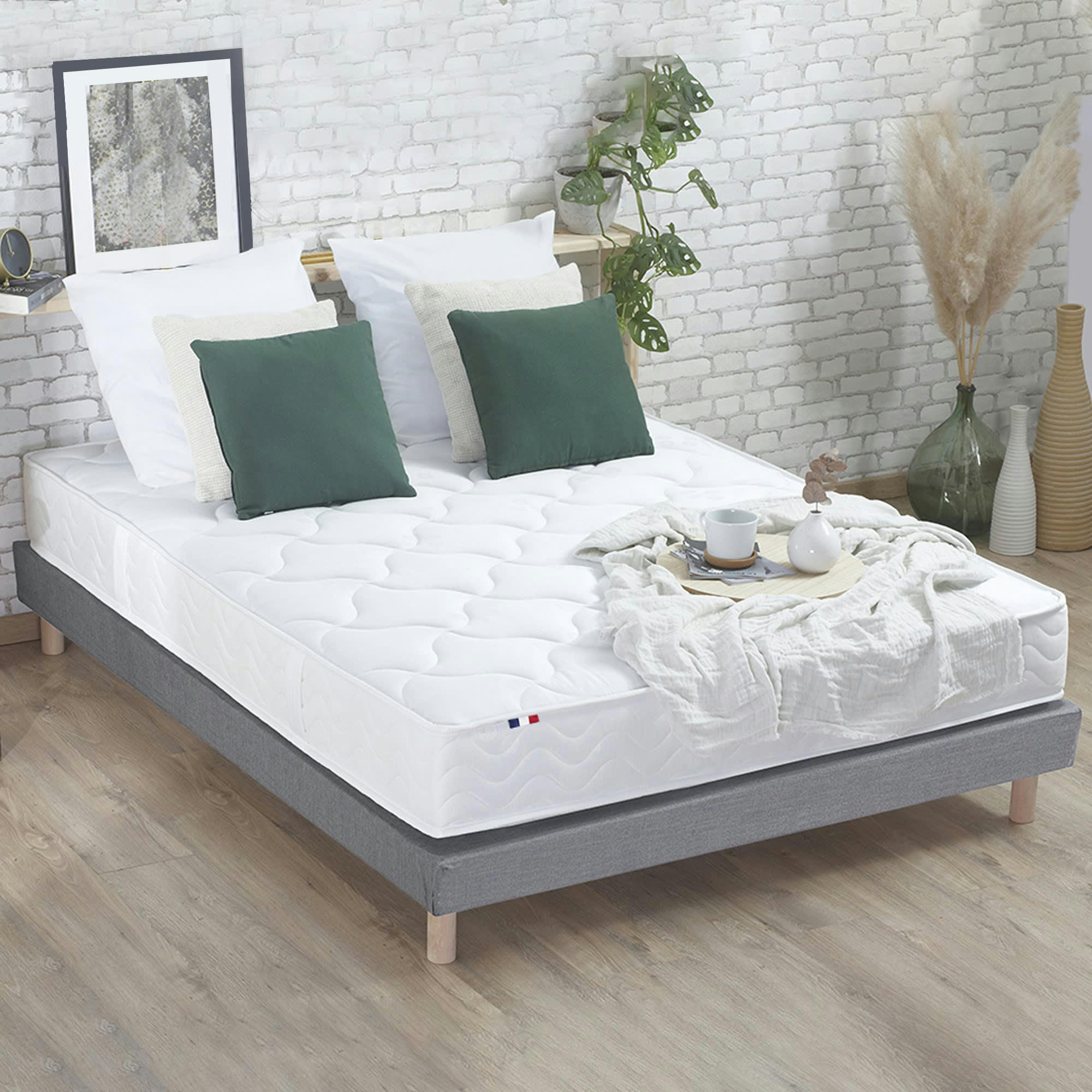 PACK ASTRE - Pack Ensemble Matelas Ressorts Sommier Couette Oreillers 140x190