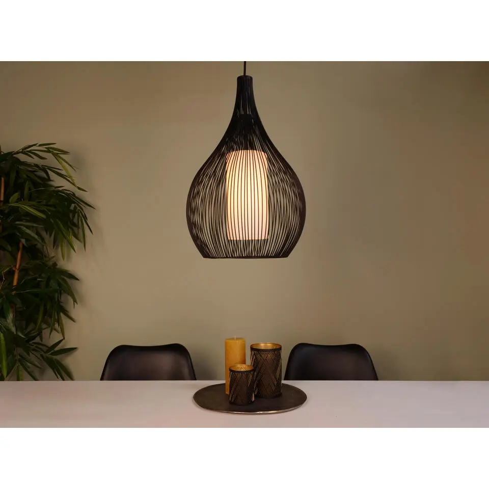 EDI light Razoni 1 Hanglamp - E27 - ? 32,5 - Zwart - Glas