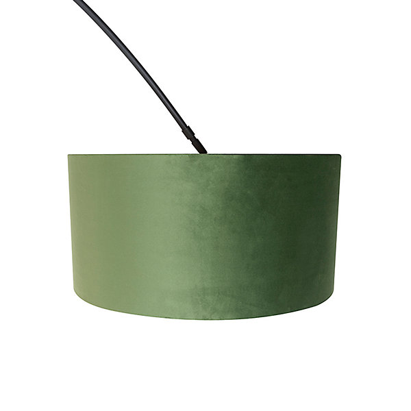 Lampe à arc noire avec abat-jour en velours vert et or 50 cm - XXL