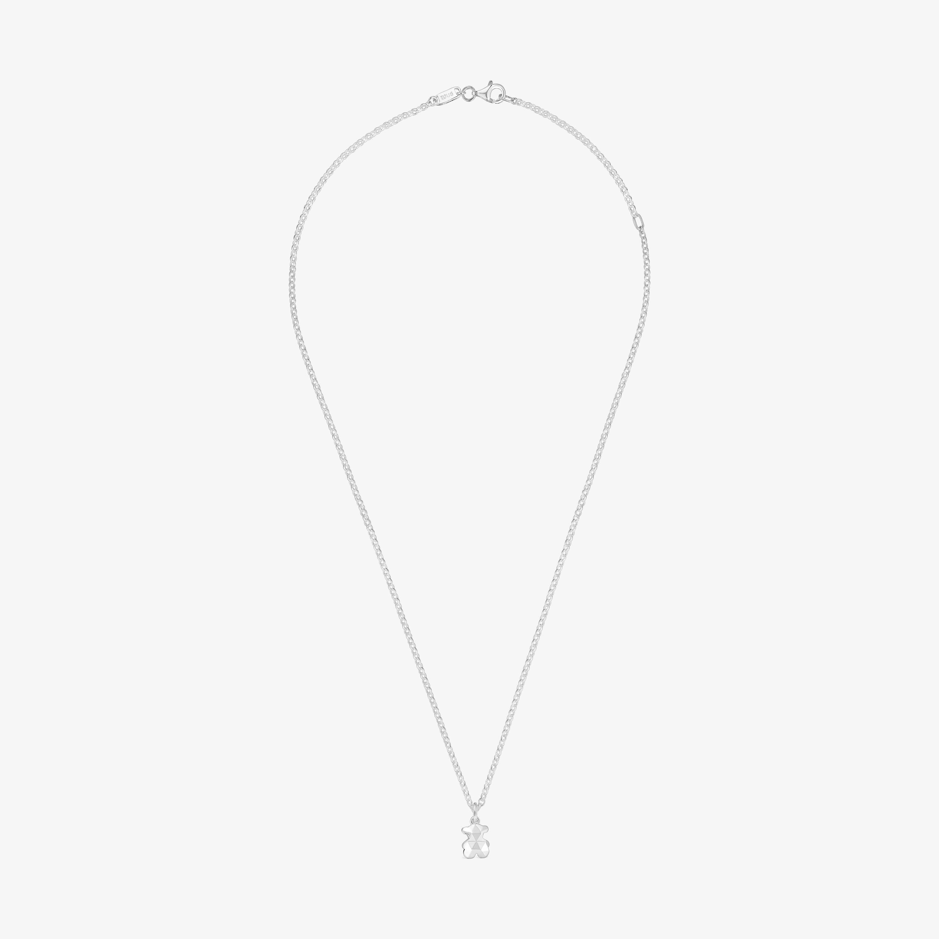 Collar corto oso de plata Icon Metal