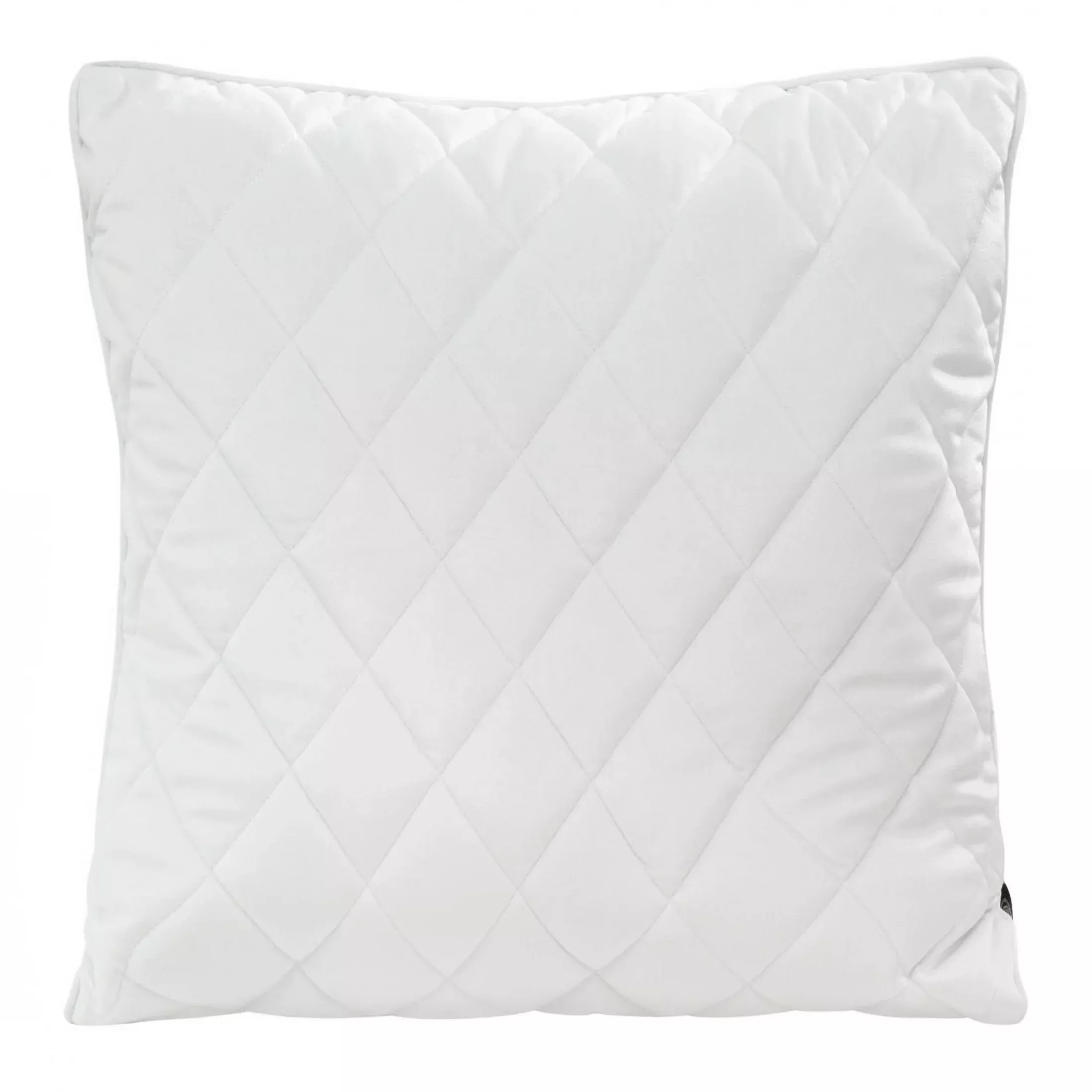 Poszewka na poduszkę 45x45 cm welwetowa, biała pikowana we wzór karo z ozdobną wypustką VELVET 27 Eurofirany Premium