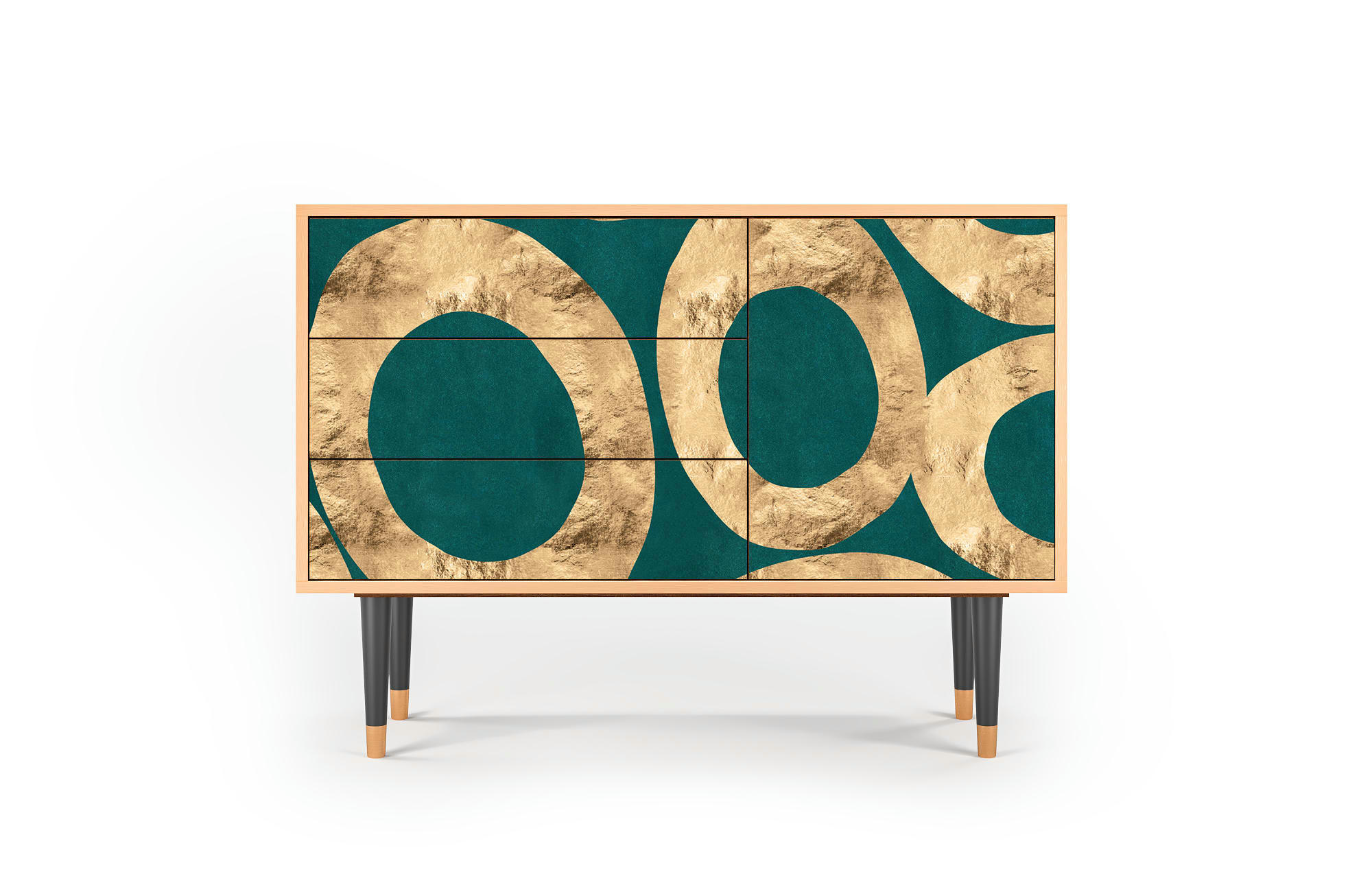 ZIRCON SPHERE - Buffet  bleu-vert 3 tiroirs et 1 porte L 115 cm