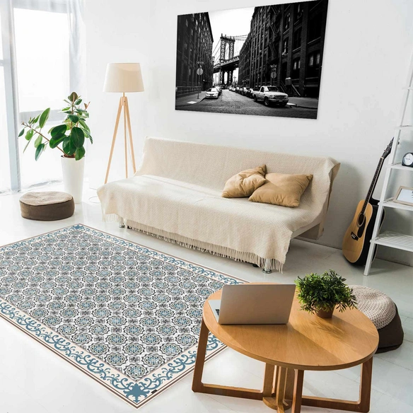 Vinyl Teppich »Selina«, BxL:203 cm x 136 cm, grau|weiß|blau