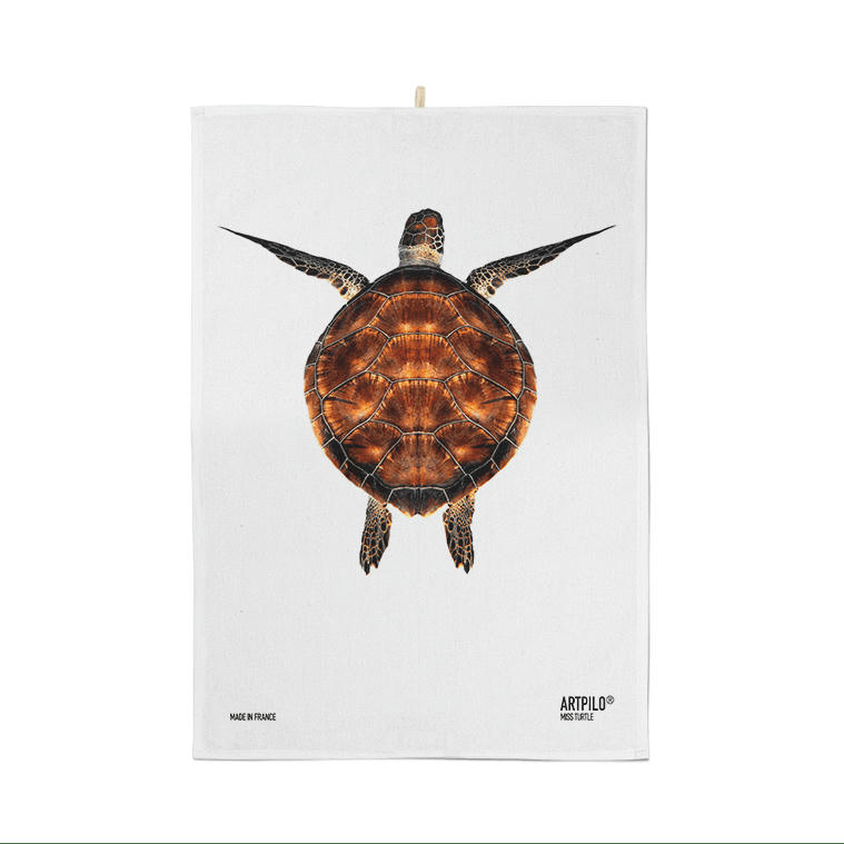 - Torchon déco poisson coton blanc