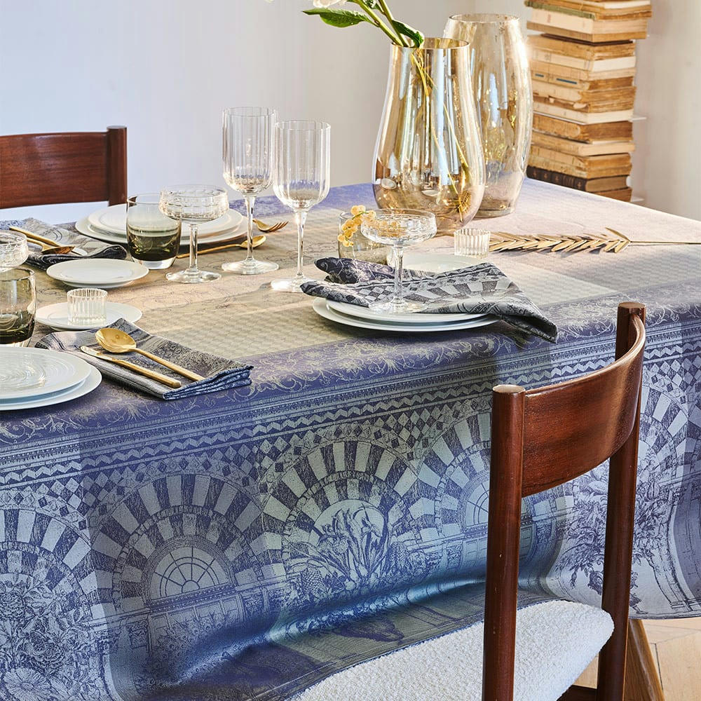 ARCADES LINEA BRONZE - Nappe antitache déperlant pur coton vert 174X254