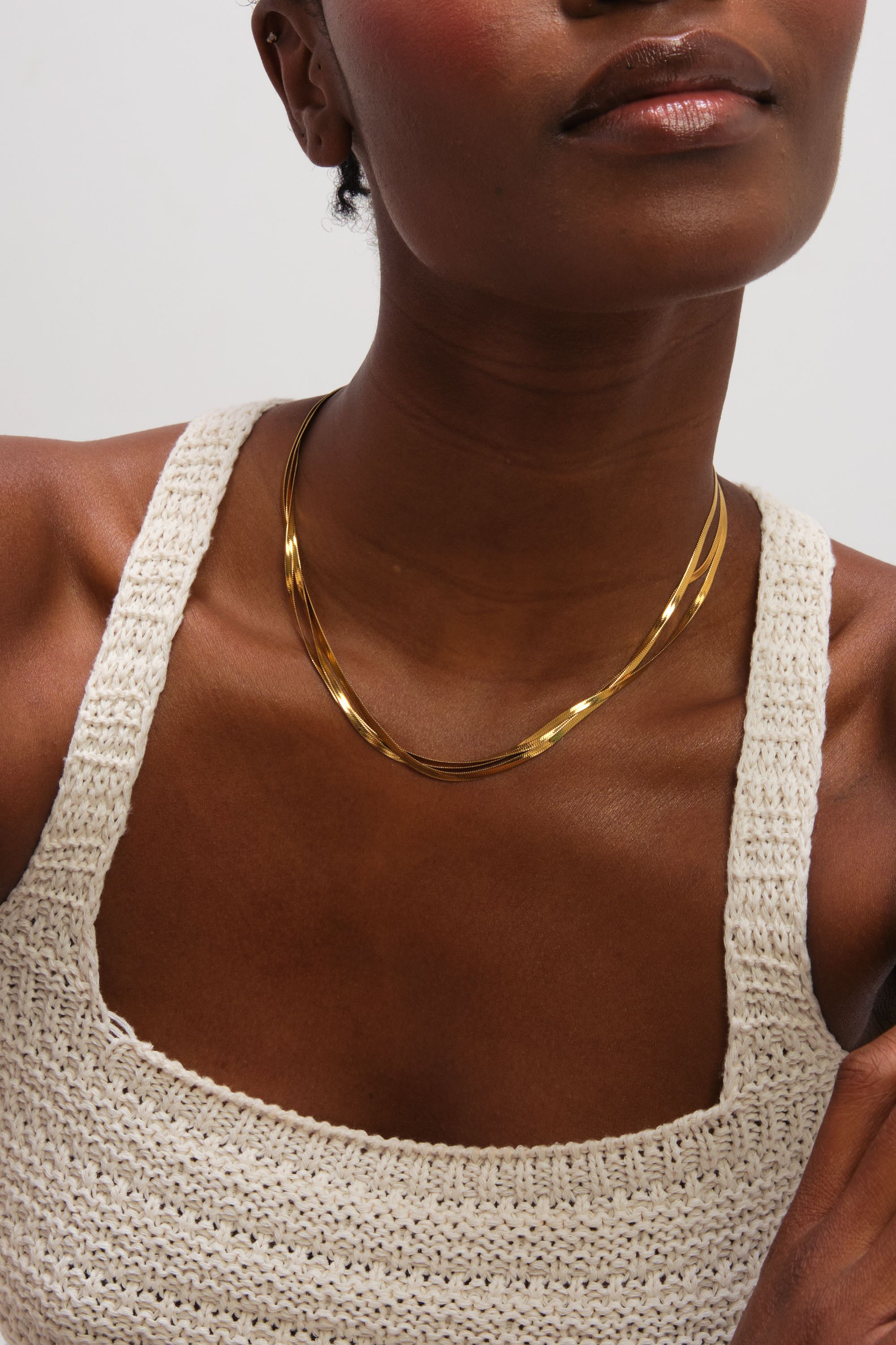 Jon Richard Gold Plated Waterproof Multirow Snake Chain Necklace